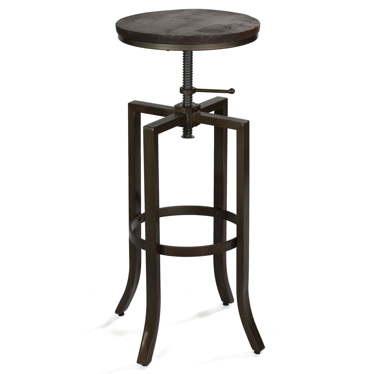 Bare Decor Dartanyan Solid Wood Adjustable Height Counter Stool, Brown 14&quot; Seat
