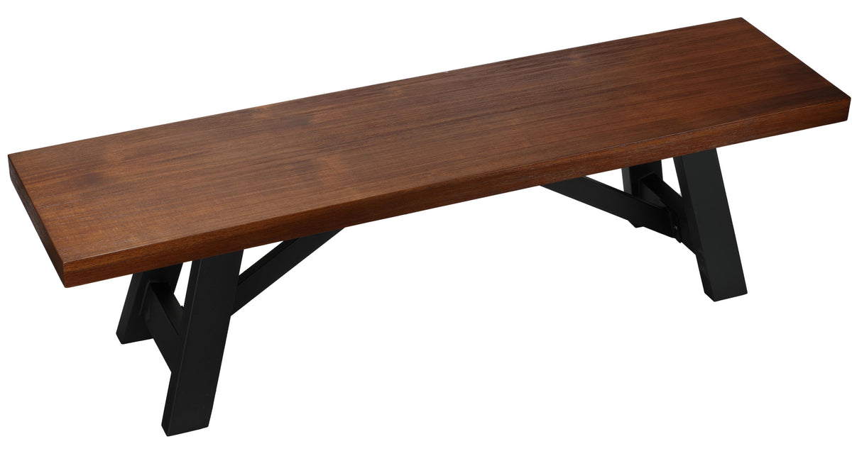 Cortesi Home Marli Dining Bench with Black Steel Heavy Duty Trestle Legs, 61&quot; Wide