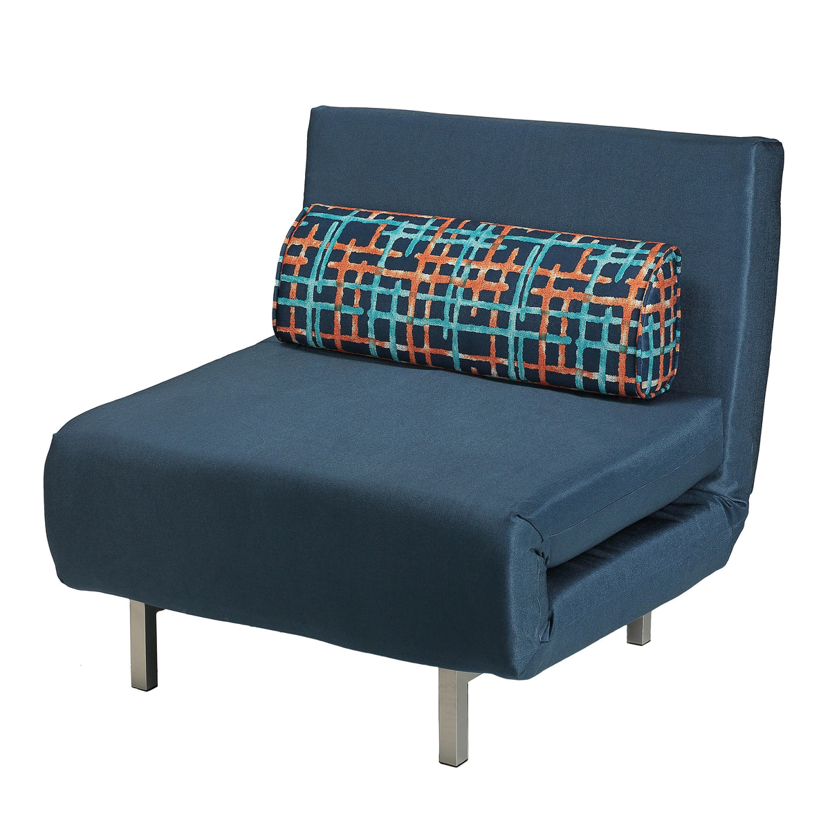 Cortesi Home Savion Navy Convertible Accent Chair Bed