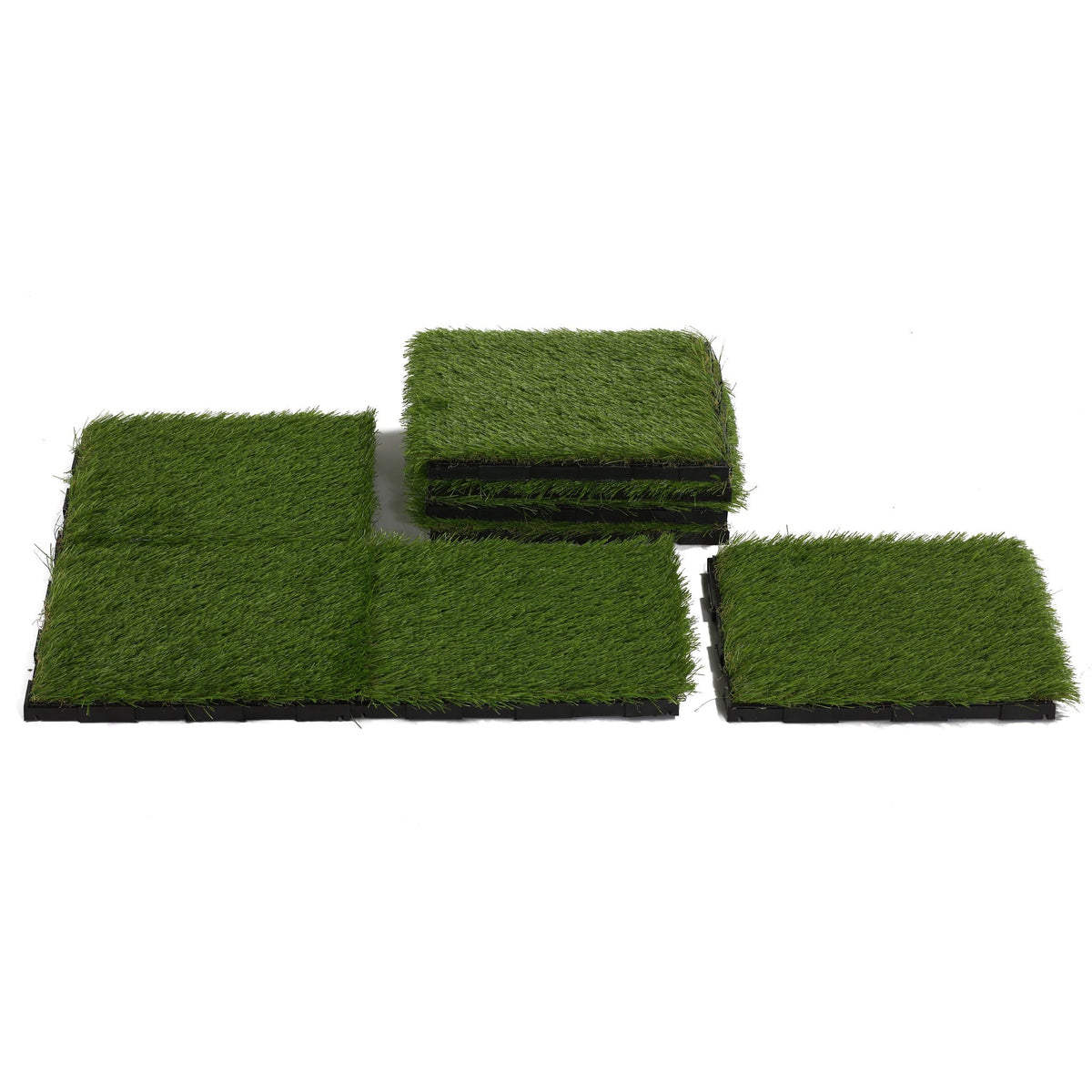 Cortesi Home FloorKNKT Artificial Grass Turf Tile Interlocking, Self Drain (Set of 9)