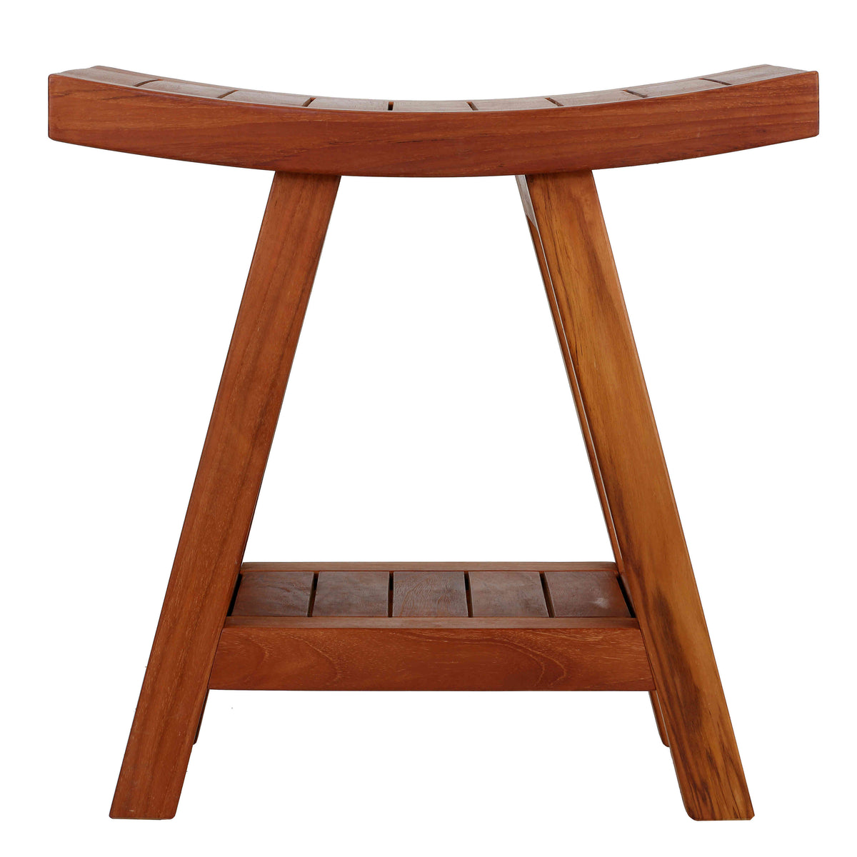 Bare Decor Niles Bench Stool with Shelf in Solid Teak Wood
