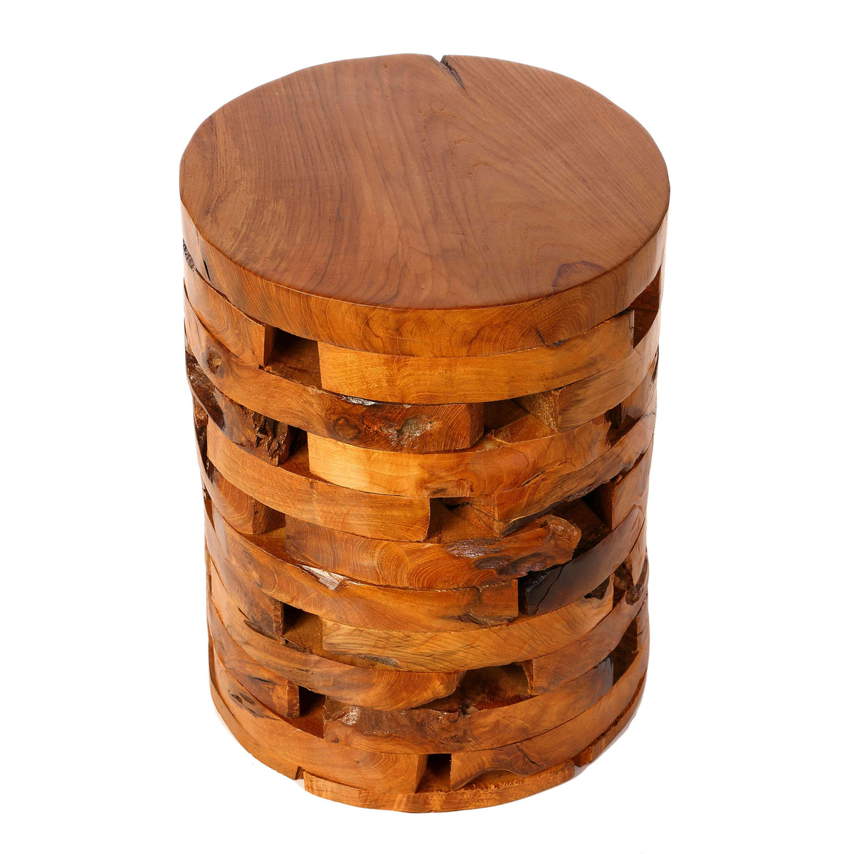 Bare Decor Stonehenge Artisan Accent Stool, Table in Solid Teak Wood