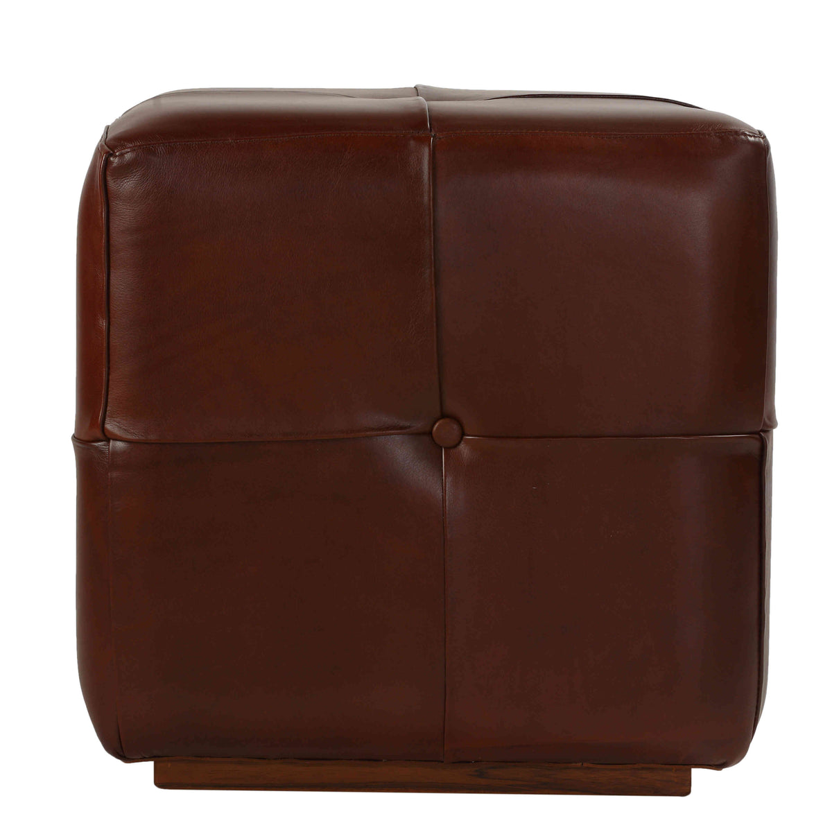 Bare Decor Chesterfield Square Ottoman, Genuine 100% Leather, Brown