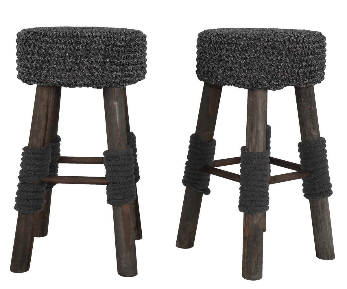 Cortesi Home Covell Round Backless Counter Stool with Removable Fabric Seat Cover, Set of 2