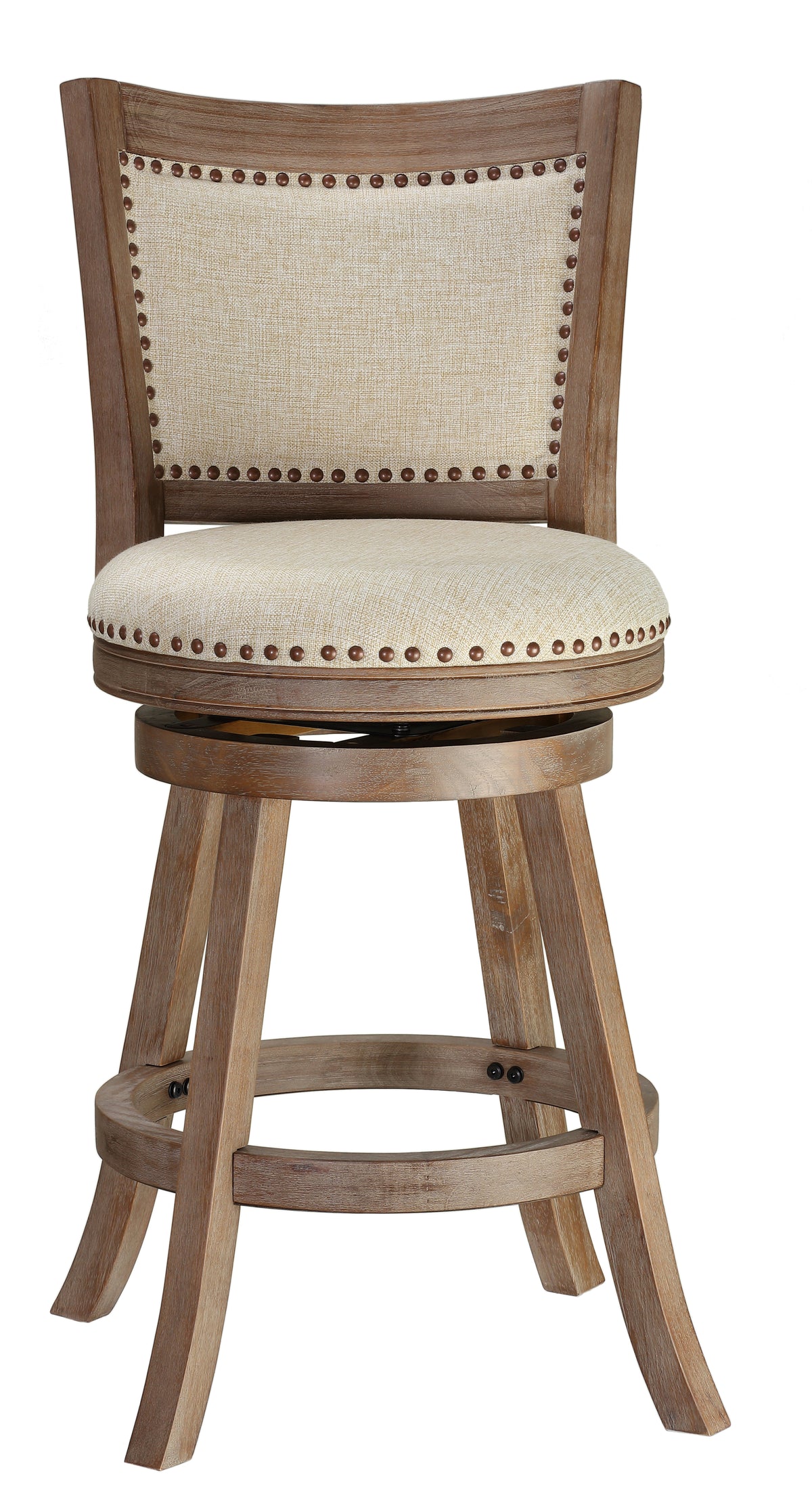 Cortesi Home Marko Counter Stool Beige Fabric Swivel Seat with Back, 24&quot; Seat