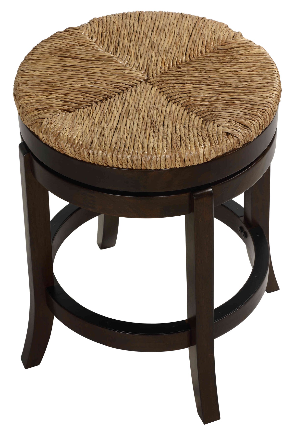 Cortesi Home Hennepin Solid Wood Backless Round Swivel Counter Stool, 24&quot; Straw Seat