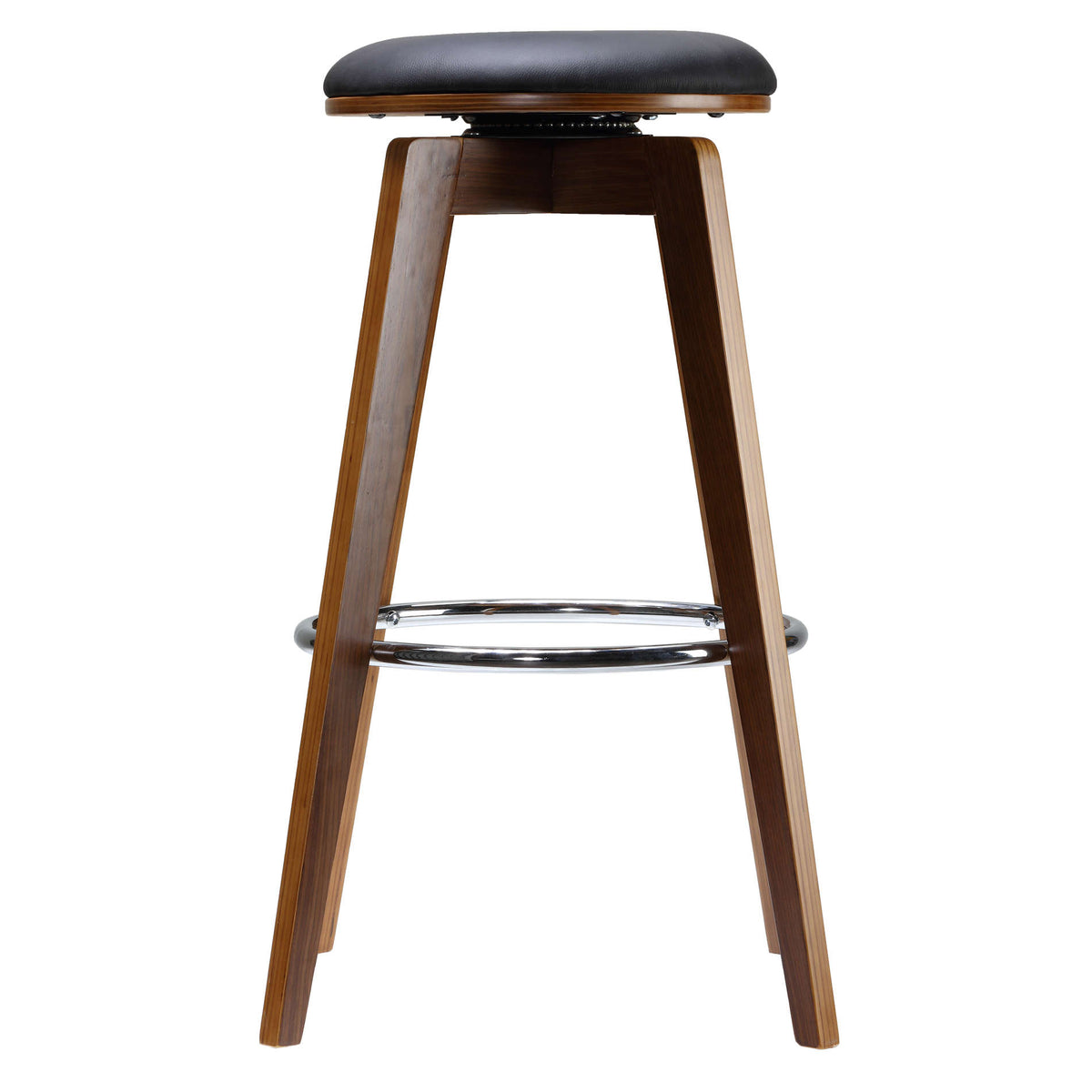 Cortesi Home Draven Barstool with Swivel Seat in Genuine Top Grain Black Leather (Set of 2), 30&quot; Tall