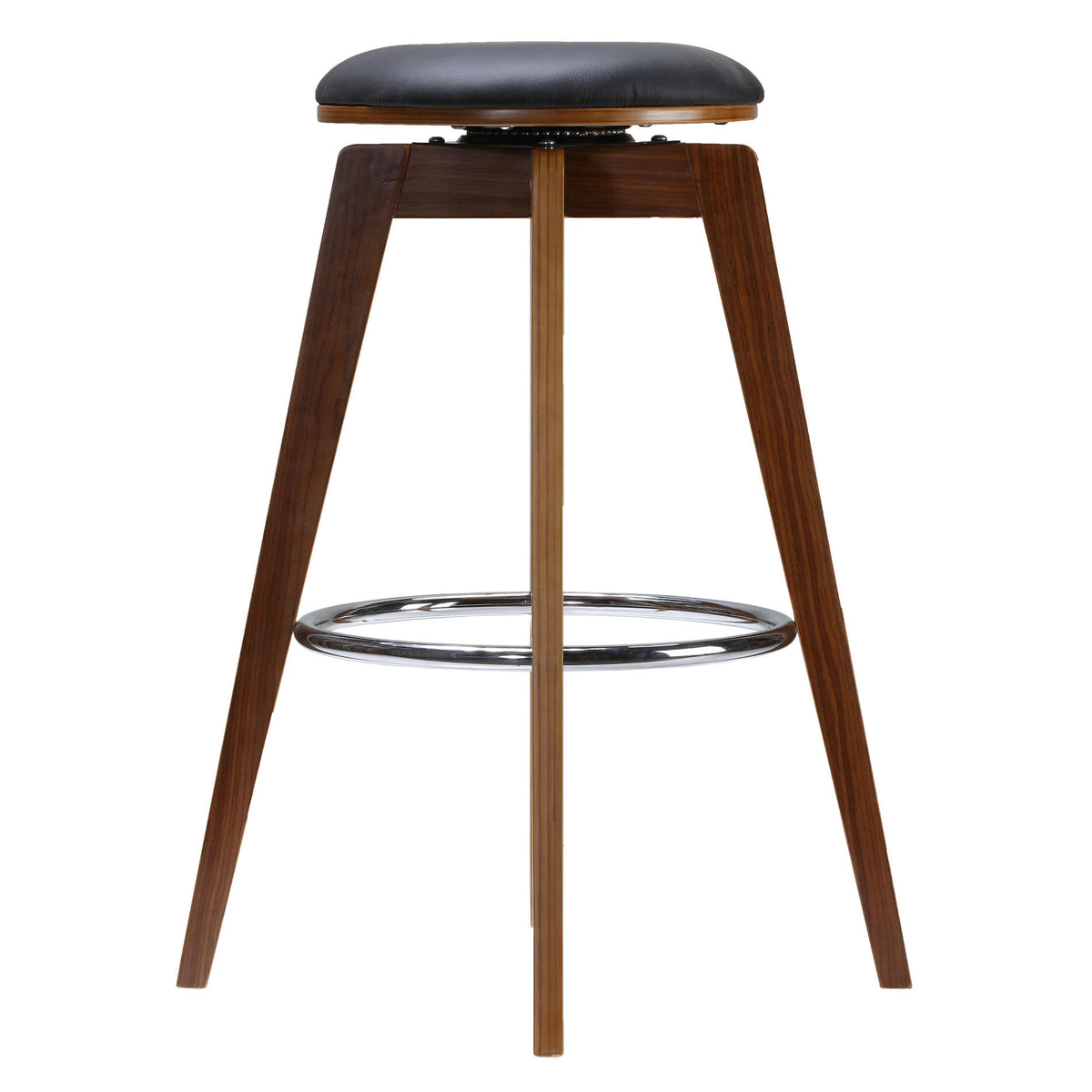 Cortesi Home Drack Counter Stool with Swivel Seat in Genuine Top Grain Black Leather (Set of 2), 24&quot; Tall