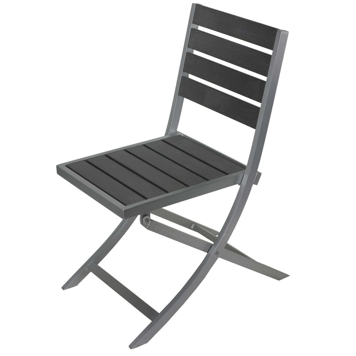 Maxwell Aluminum Outdoor Folding Chair in Slate Grey Poly Resin, Brushed Nickel 1 chair