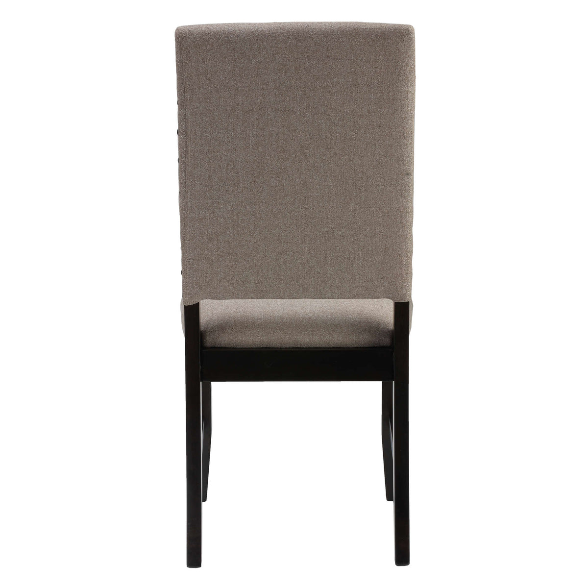 Cortesi Home Manchester Dining Chairs in Taupe Fabric with Black Wood Legs and Nailhead Accents, Set of 2