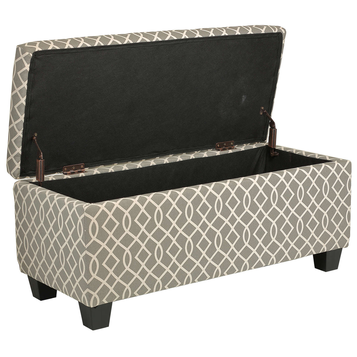 Cortesi Home Kiki Upholstered Storage Ottoman, Grey Pattern