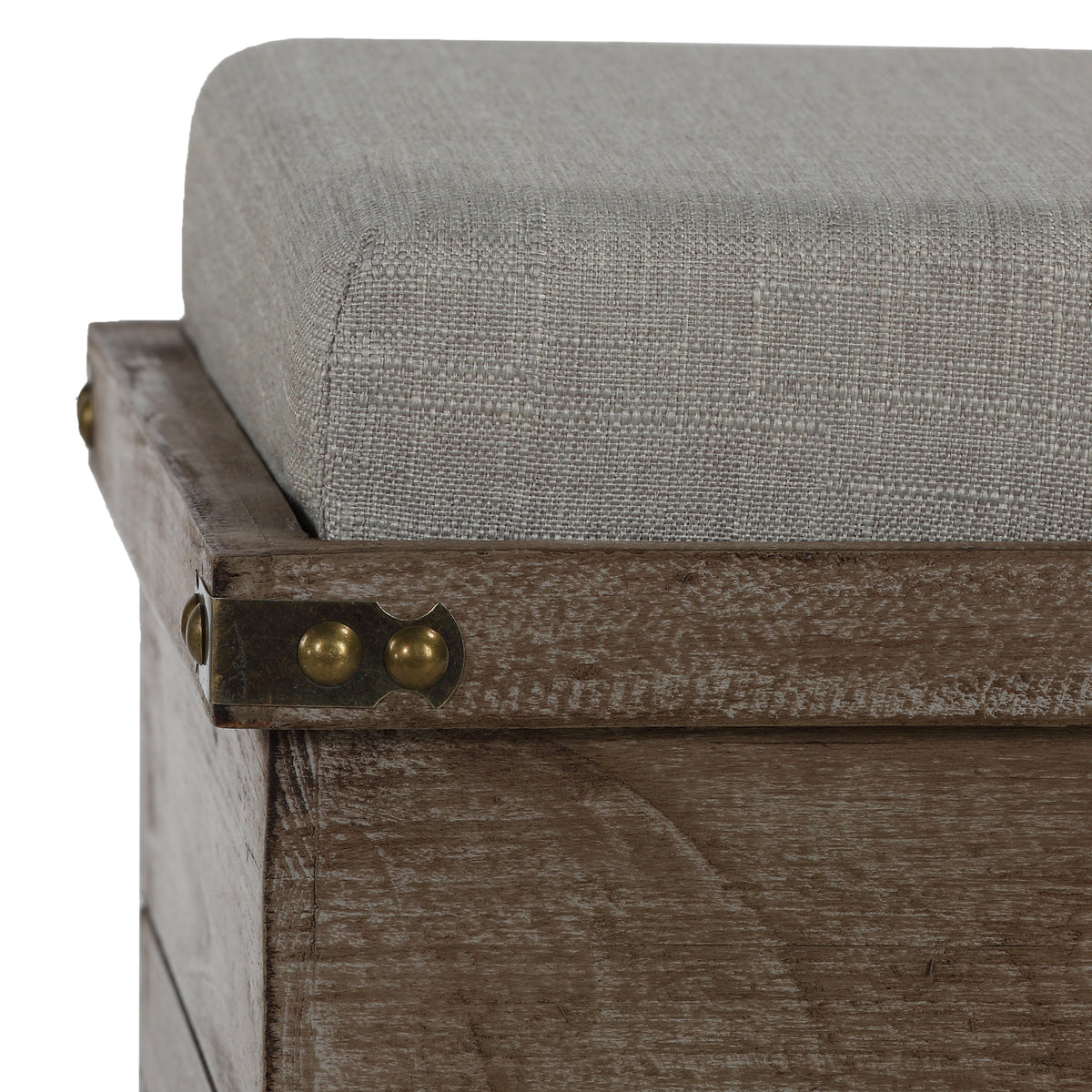 Cortesi Home Scusset Storage Chest Tray Ottoman in Fabric and Wood, Grey