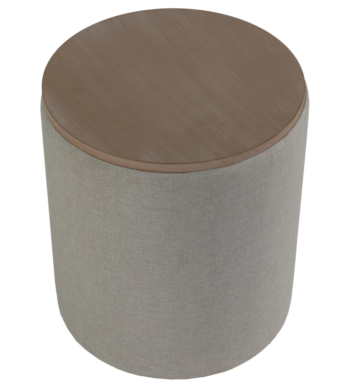 Cortesi Home Vancouver Round Storage Ottoman with Wood Top