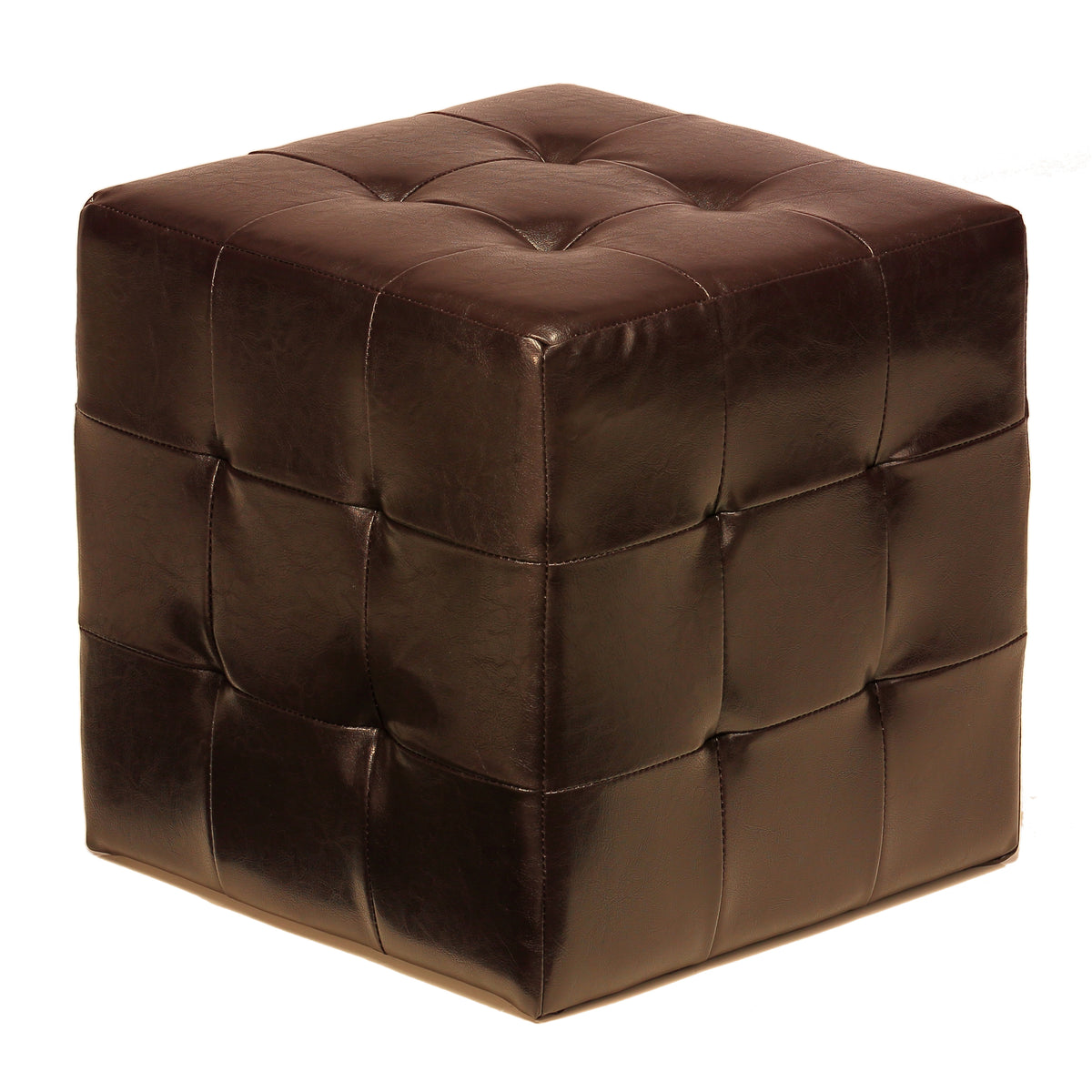Cortesi Home Braque Espresso Cube Ottoman in Vinyl