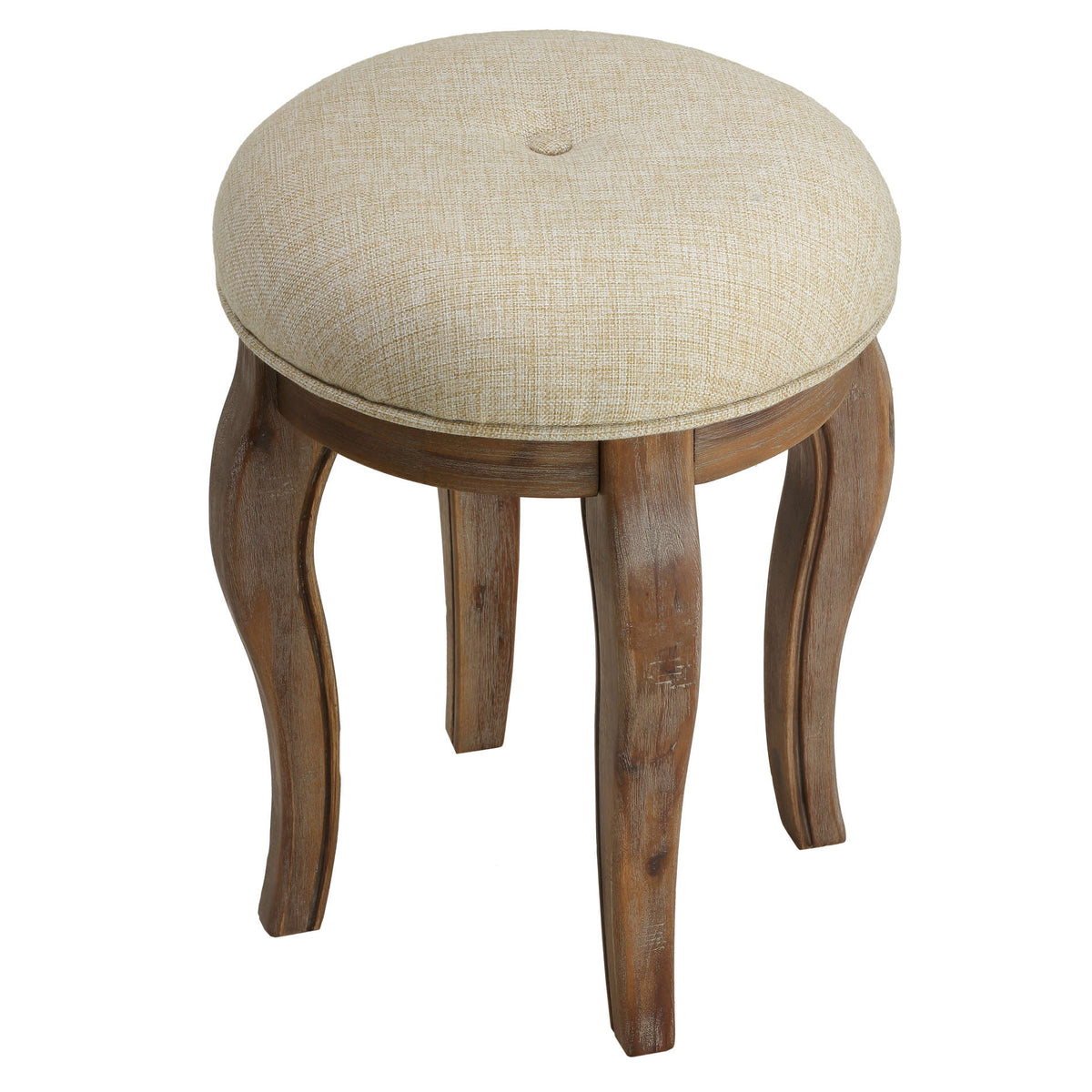 Cortesi Home &quot;Versailles&quot; Round Vanity Stool in Distressed Grey, 18&quot; Tall
