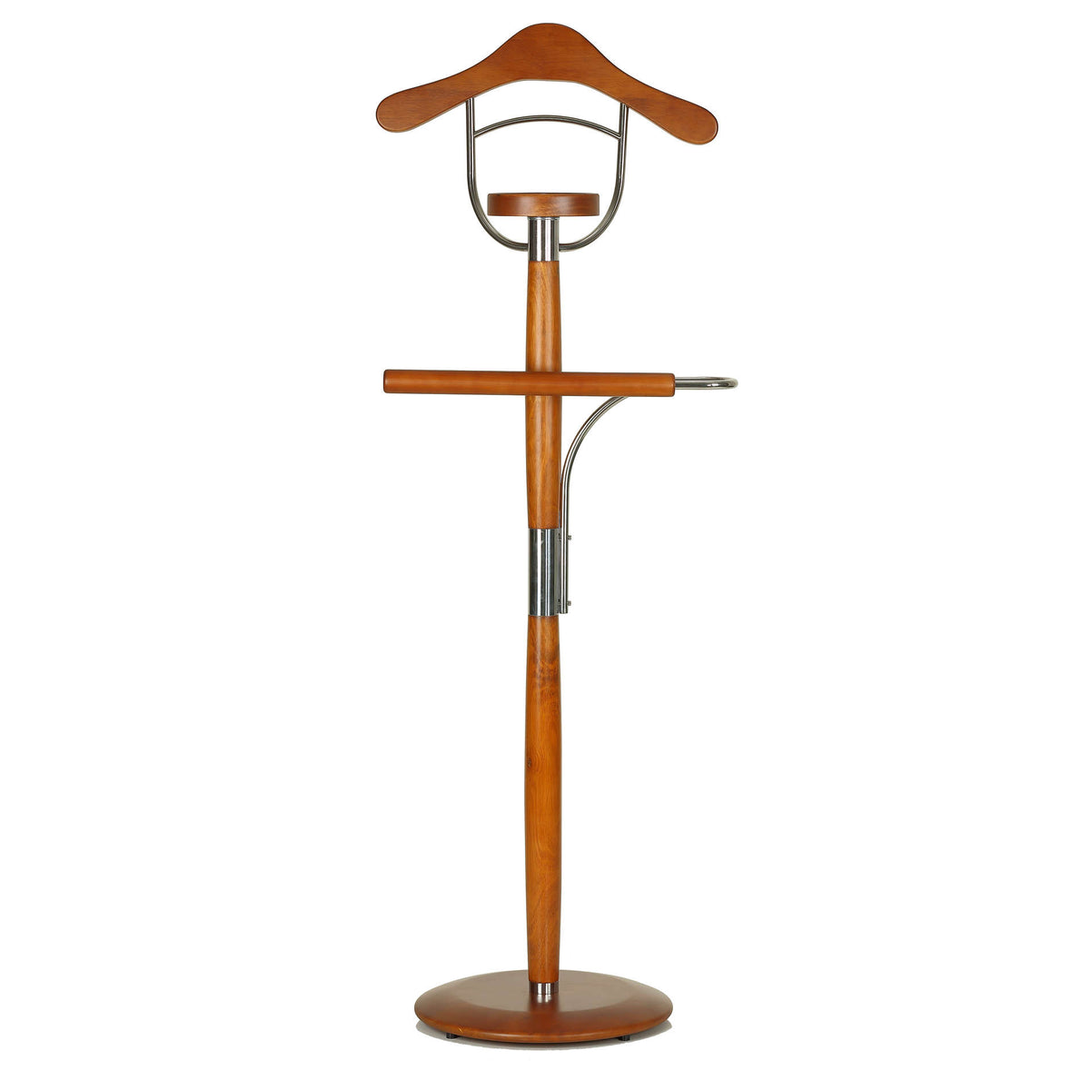 Cortesi Home Asheton Suit Valet Stand in Cherry Wood with Wood Base