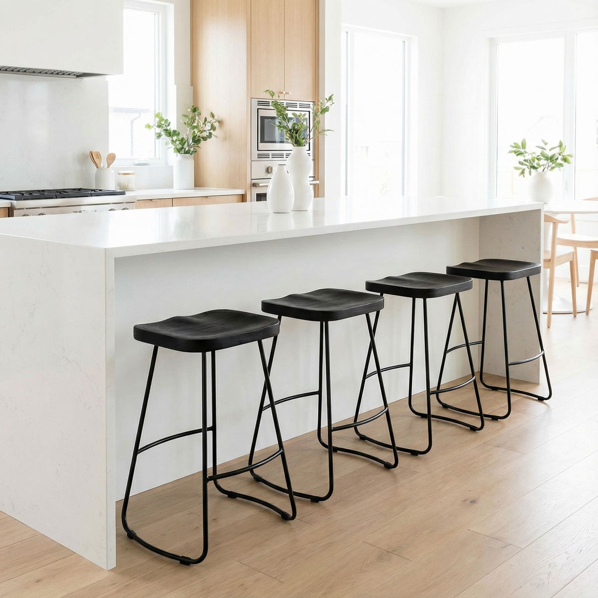 Bare Decor Benjamin Solid Wood Counter Height Stools in Black, Set of 2