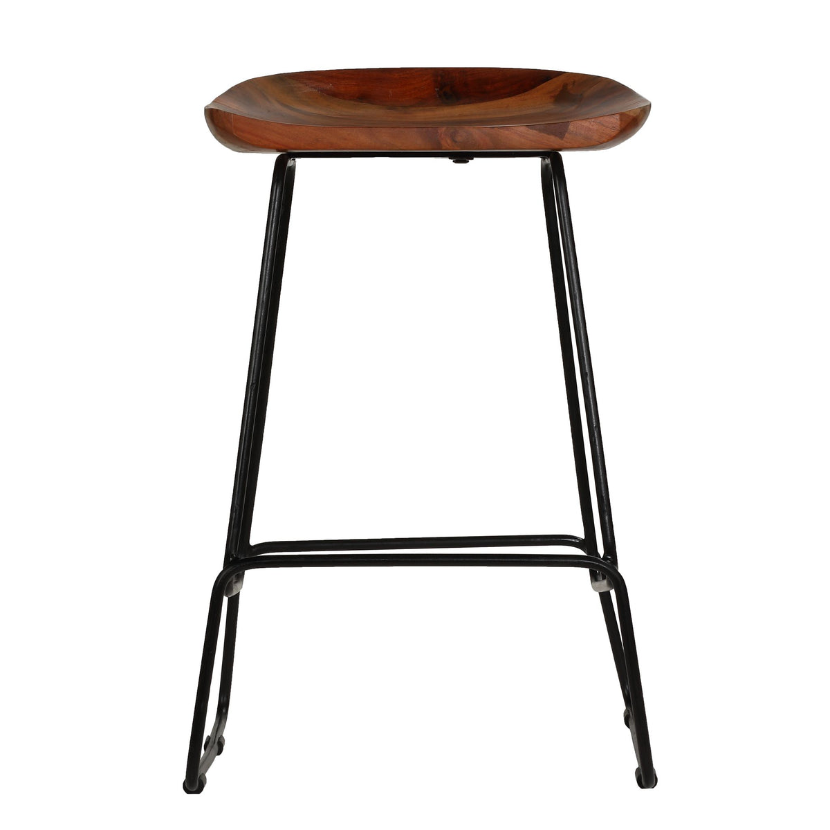 Bare Decor Dumas Solid Wood Barstool 30&quot;  Seat Height, Black Metal Base, Set of 2
