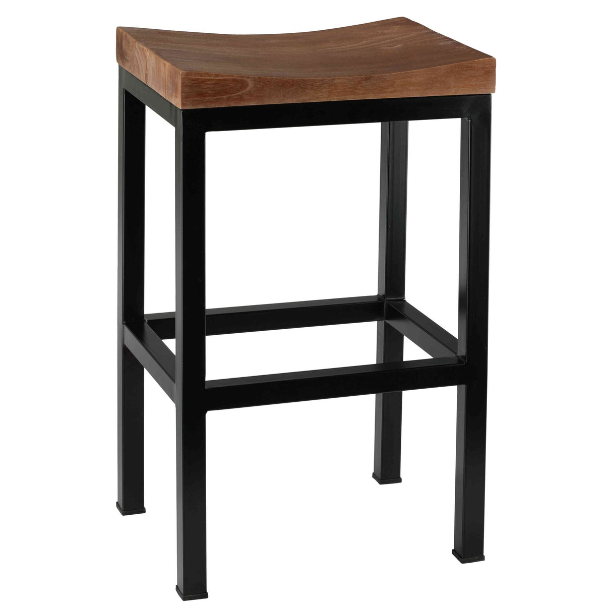 Bare Decor Kitta Metal Counter Height Stool, Backless with Solid Wood Seat, 27&quot; Tall