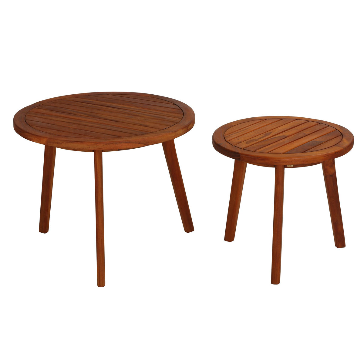 Bare Decor Infinity Teak Accent Nesting Tables, Round Solid Wood