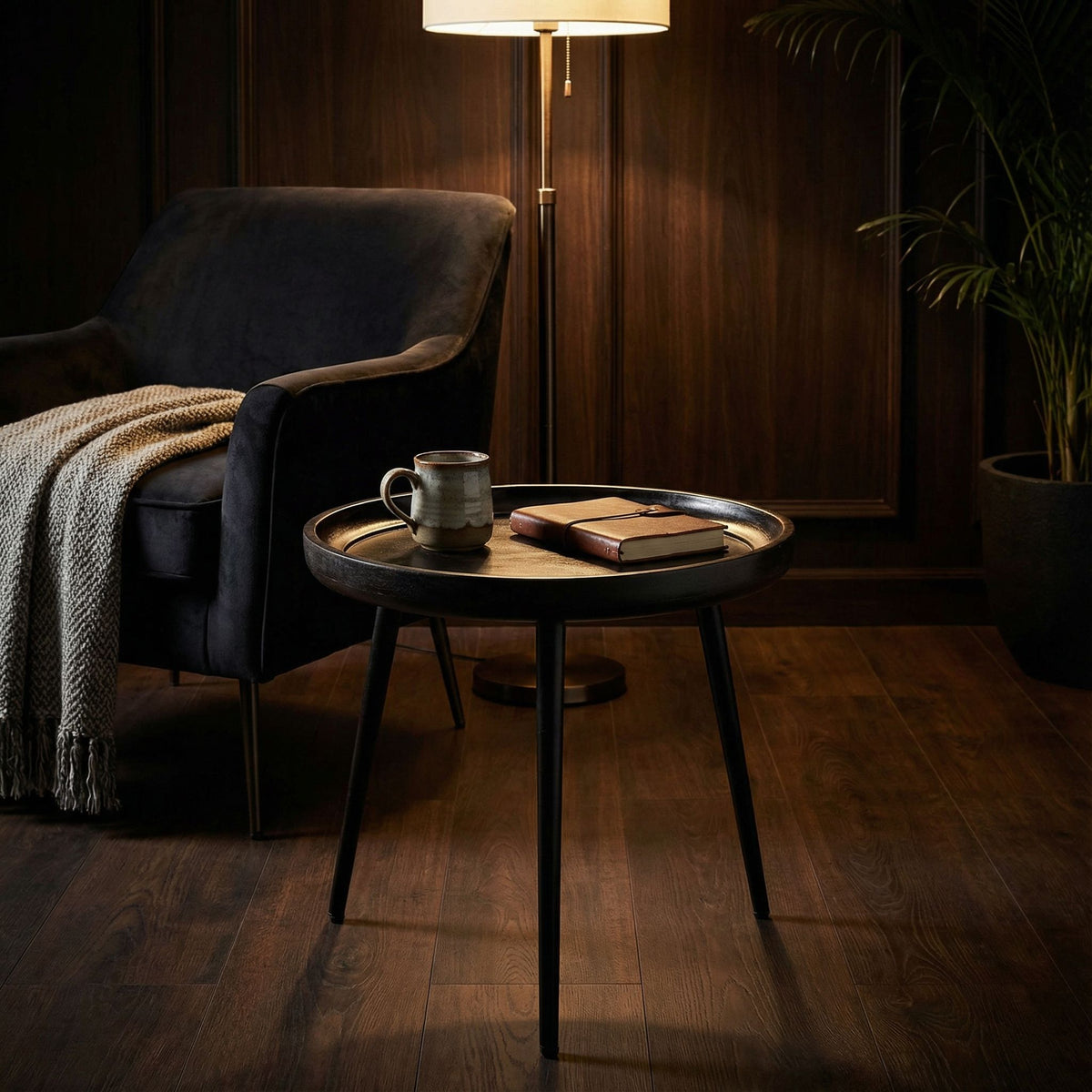 Bare Decor Manitoba Side Table in Solid Mango Wood, Round 20 in