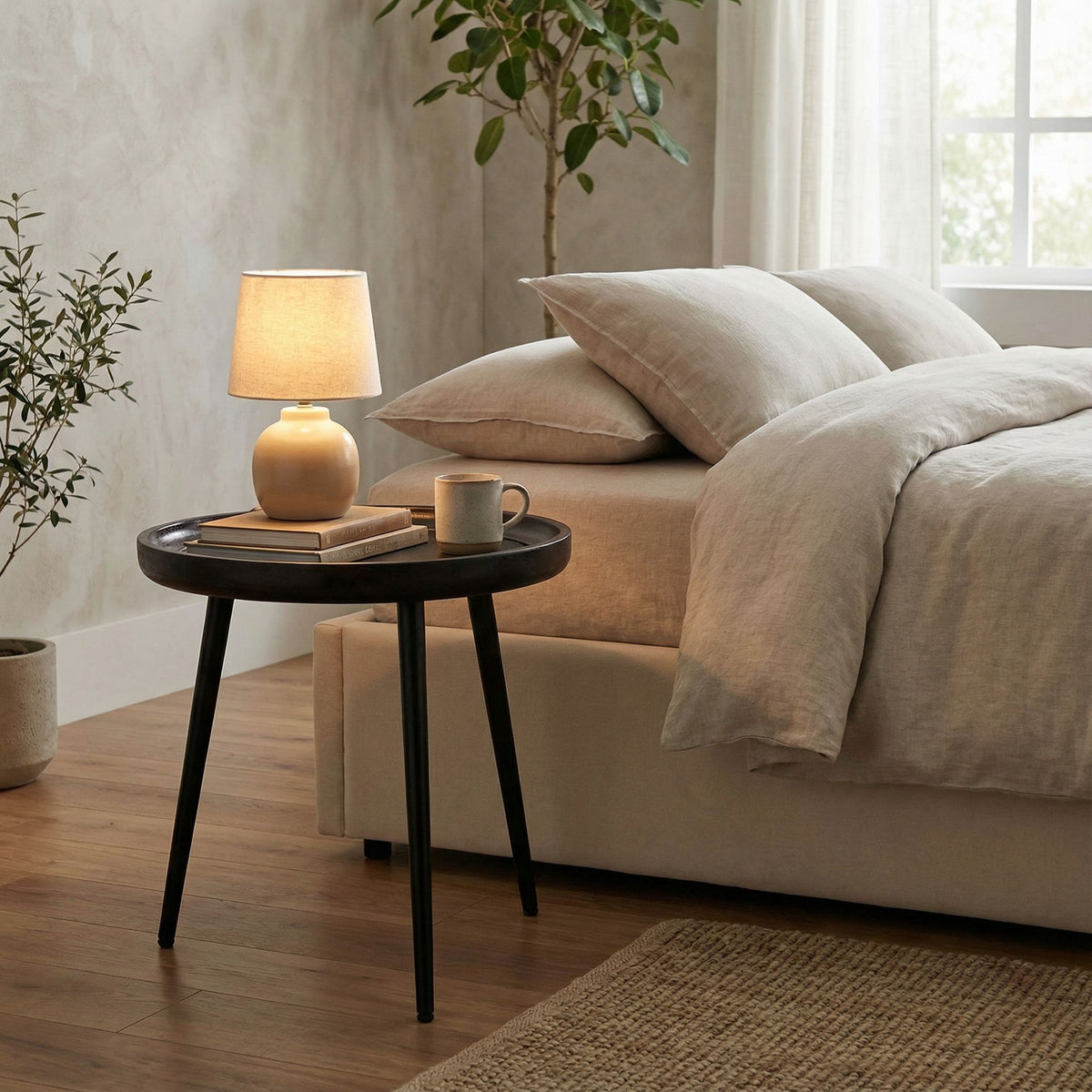 Bare Decor Manitoba Side Table in Solid Mango Wood, Round 20 in