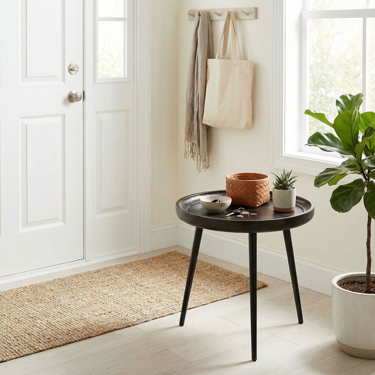 Bare Decor Manitoba Side Table in Solid Mango Wood, Round 20 in