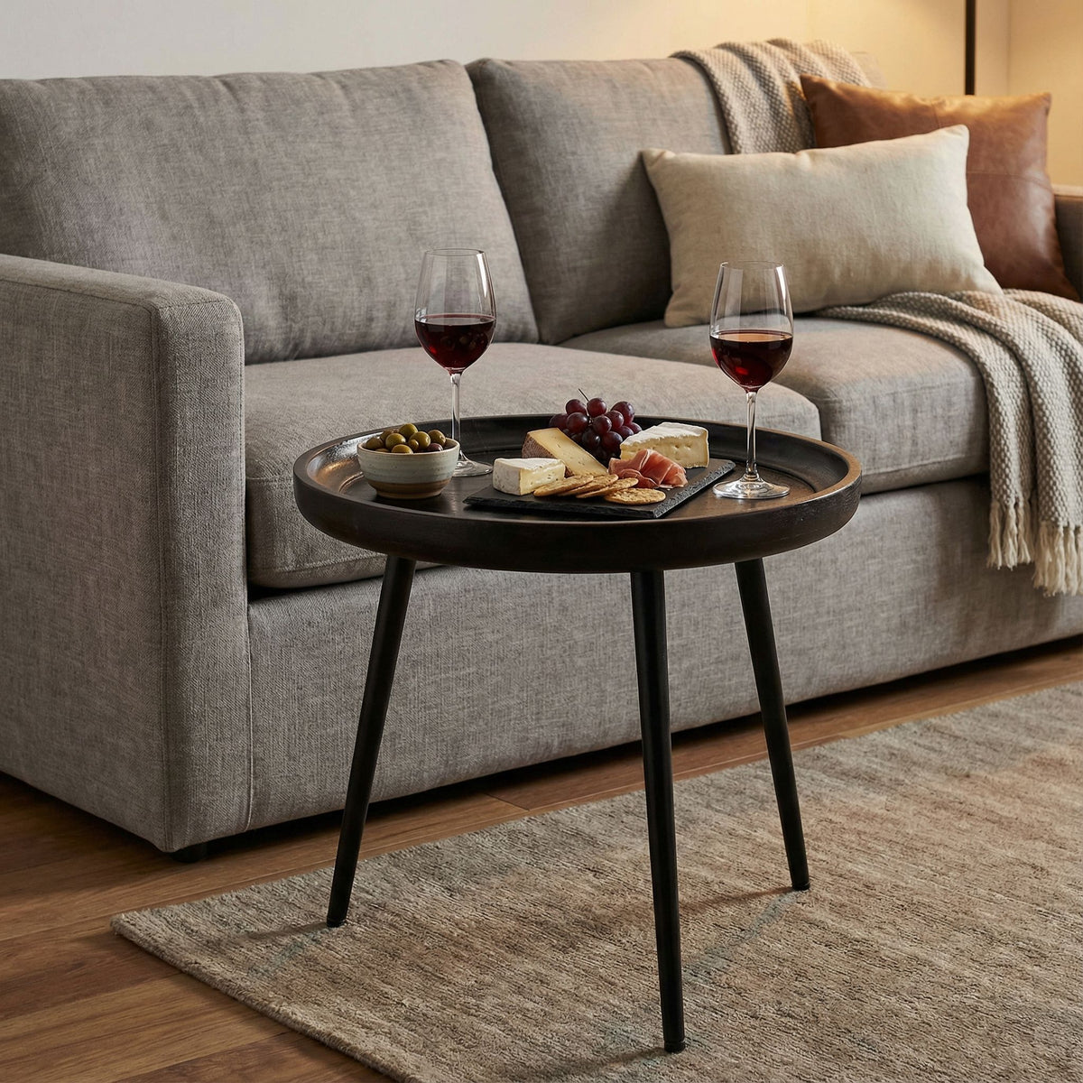 Bare Decor Manitoba Side Table in Solid Mango Wood, Round 20 in