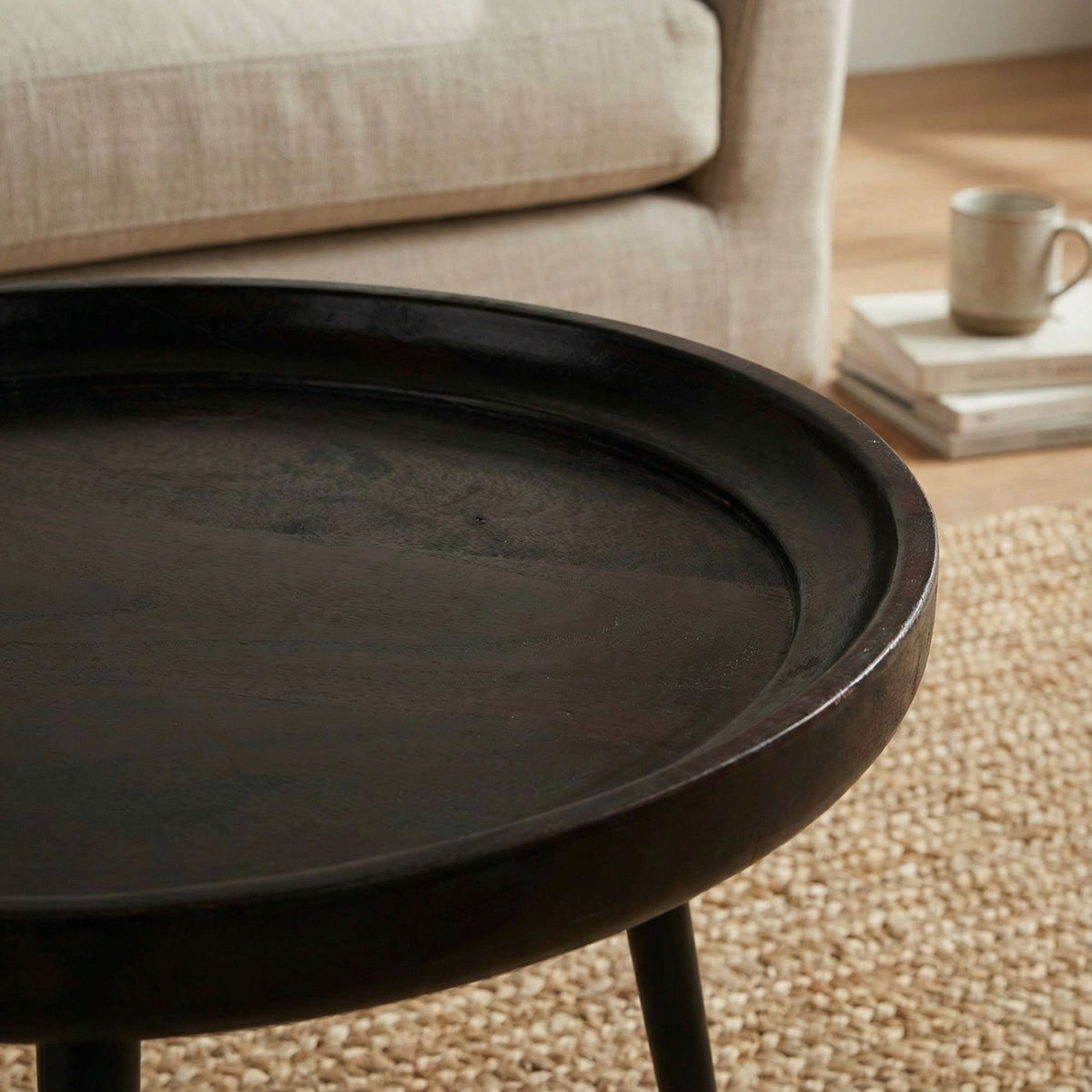 Bare Decor Manitoba Side Table in Solid Mango Wood, Round 20 in