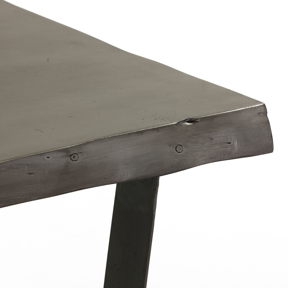 Bare Decor Ontario Live Edge End Table in Solid Acacia Wood, Gray Stain