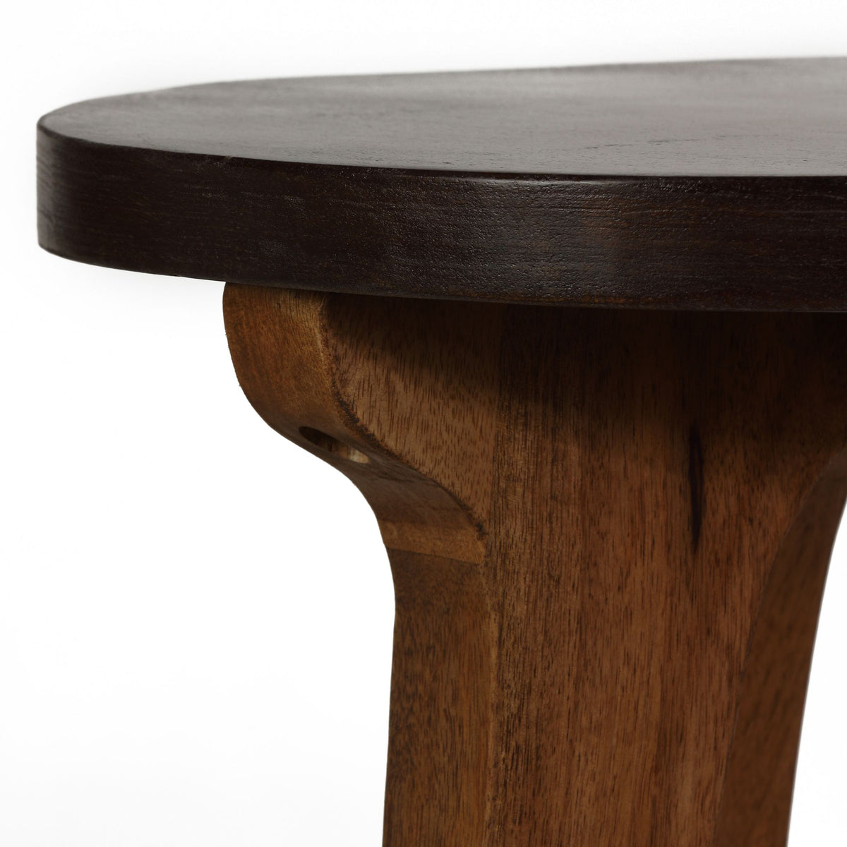 Bare Decor Calgary Small End Table, Two Tone Solid Acacia Wood, 17&quot; Round