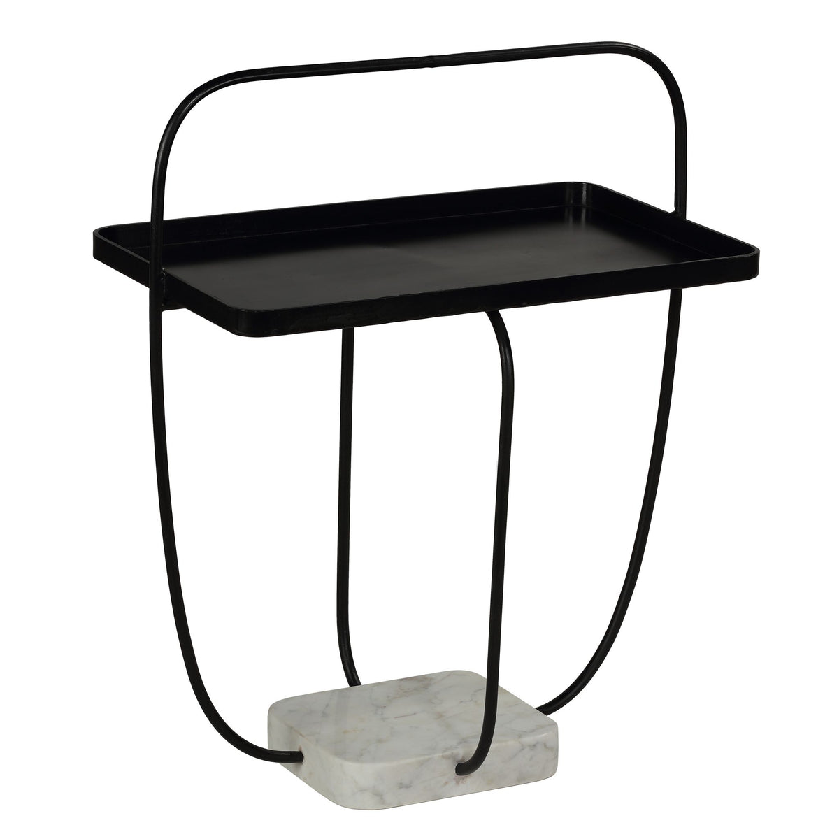 Bare Decor Saskatoon Accent Table Black Metal Frame with Marble Base