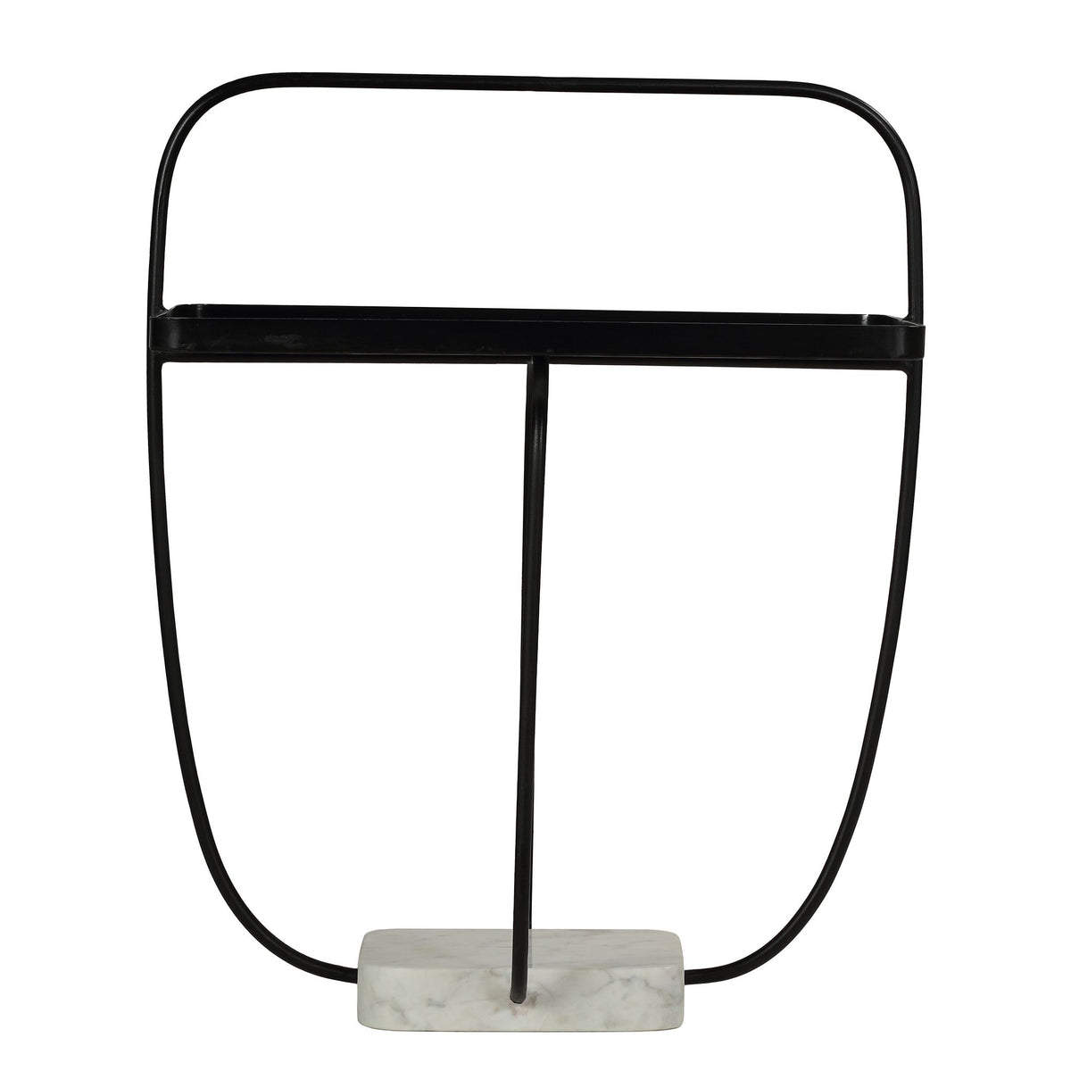 Bare Decor Saskatoon Accent Table Black Metal Frame with Marble Base