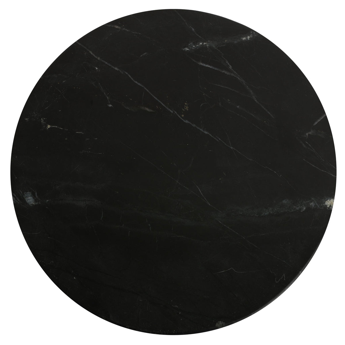Bare Decor Apuan Accent Table in Black Metal and Marble, Round 15&quot;
