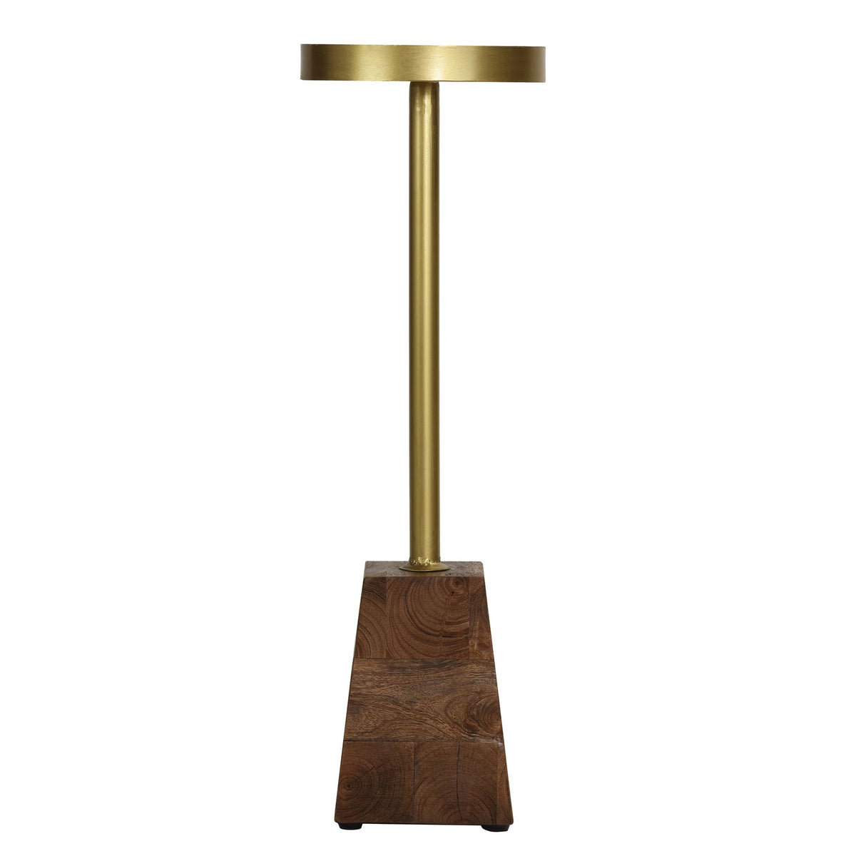 Bare Decor Maya Small Round Accent Table in Solid Metal and Wood, 8x8x25