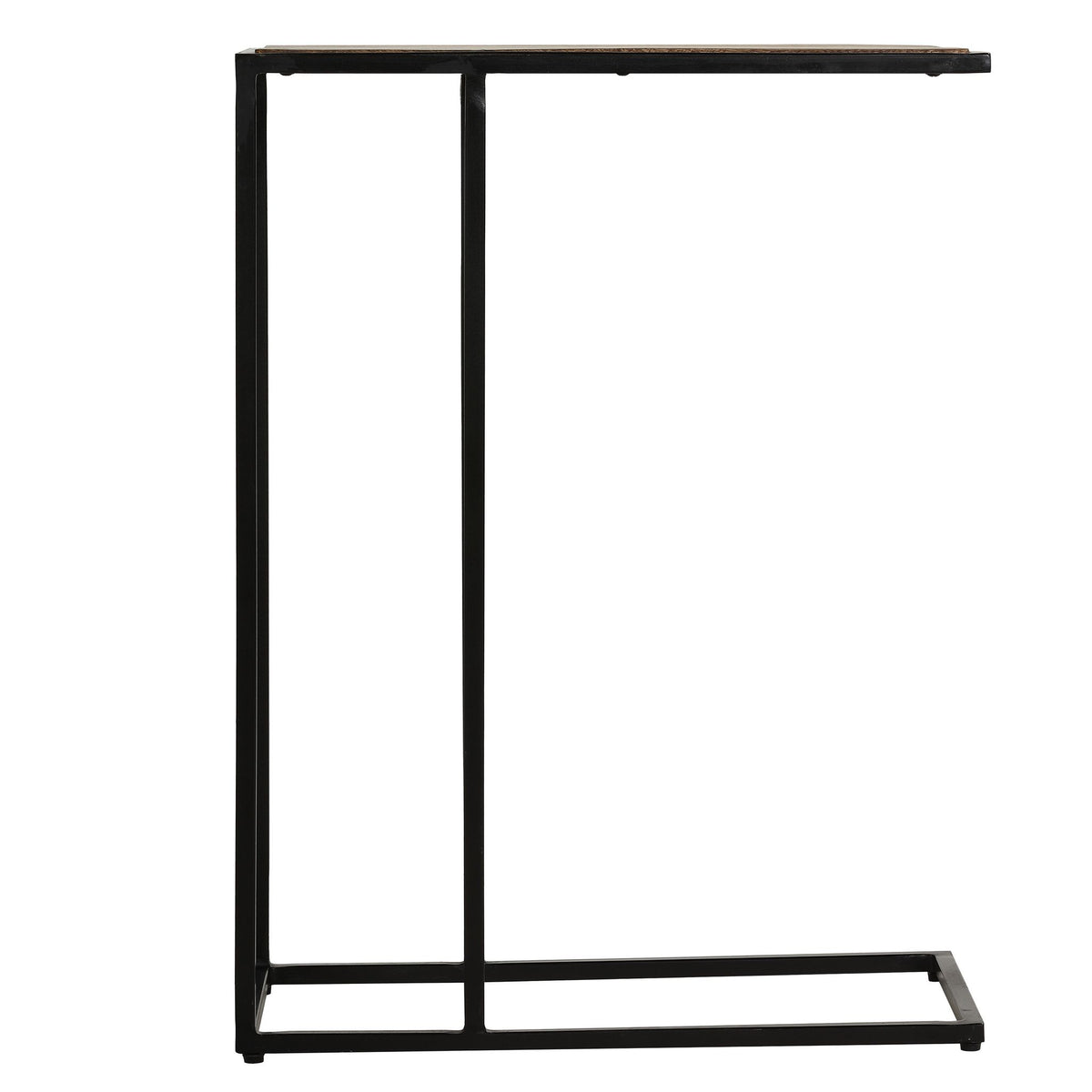 Bare Decor Toronto Accent C-Table in Black Metal and Wooden Top, 18x10