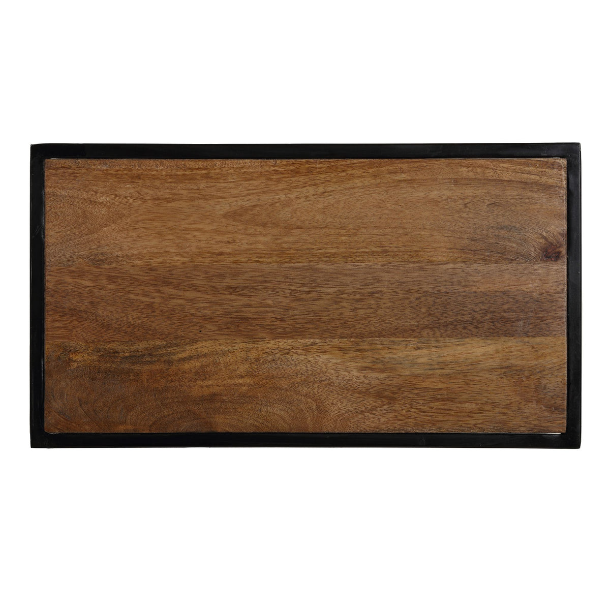 Bare Decor Toronto Accent C-Table in Black Metal and Wooden Top, 18x10