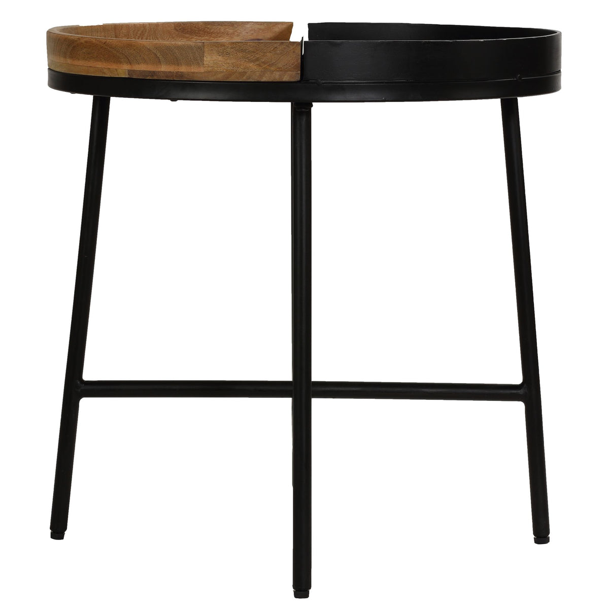 Bare Decor Dalma Accent Table with Half Wood Top and Half Metal, Round 22&quot;