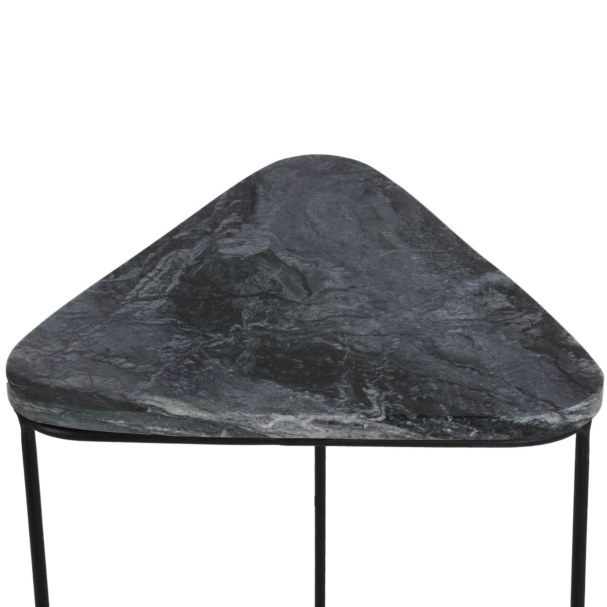 Bare Decor Selfy 2Pc Nesting Accent Tables in Black and White Triangle Marble