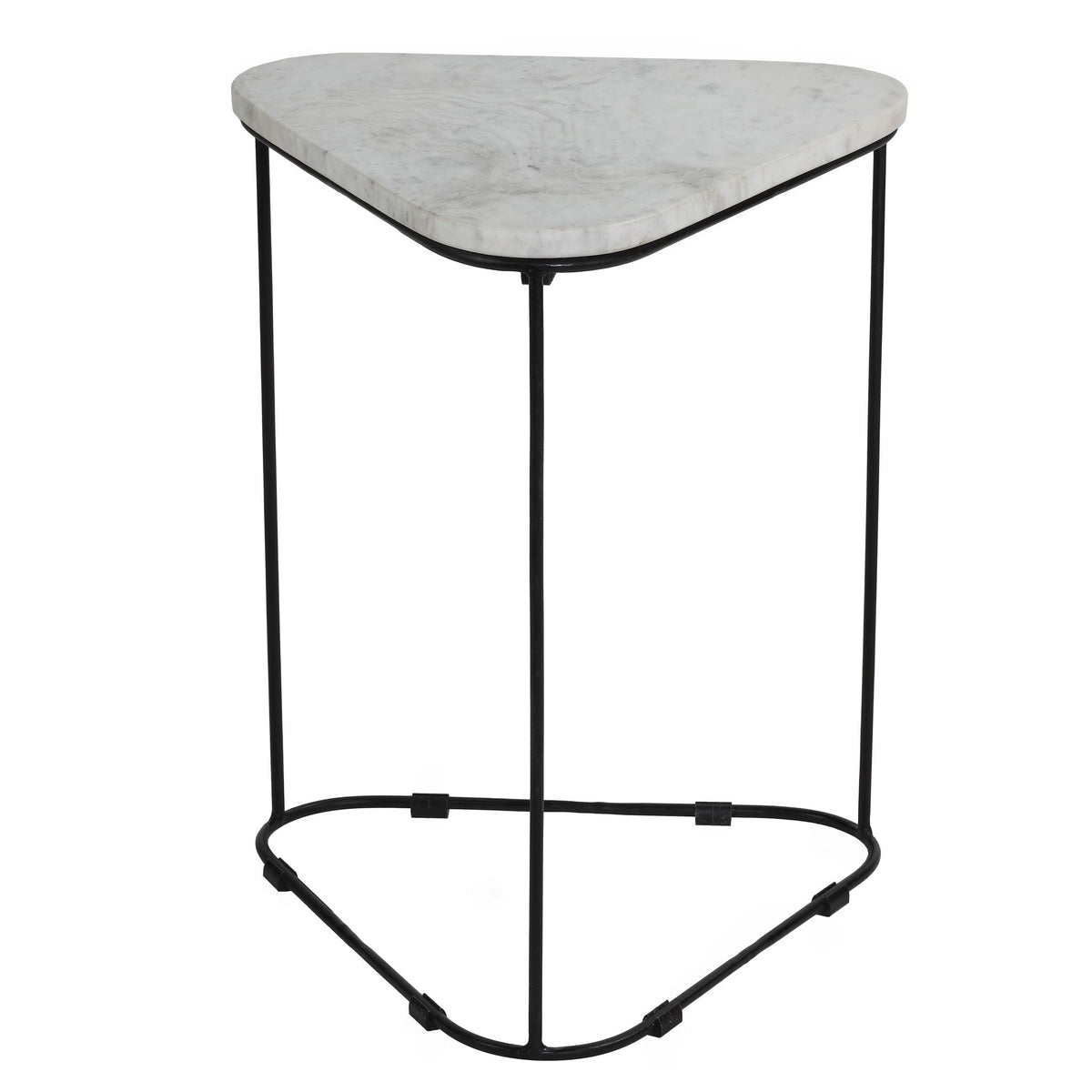 Bare Decor Selfy 2Pc Nesting Accent Tables in Black and White Triangle Marble