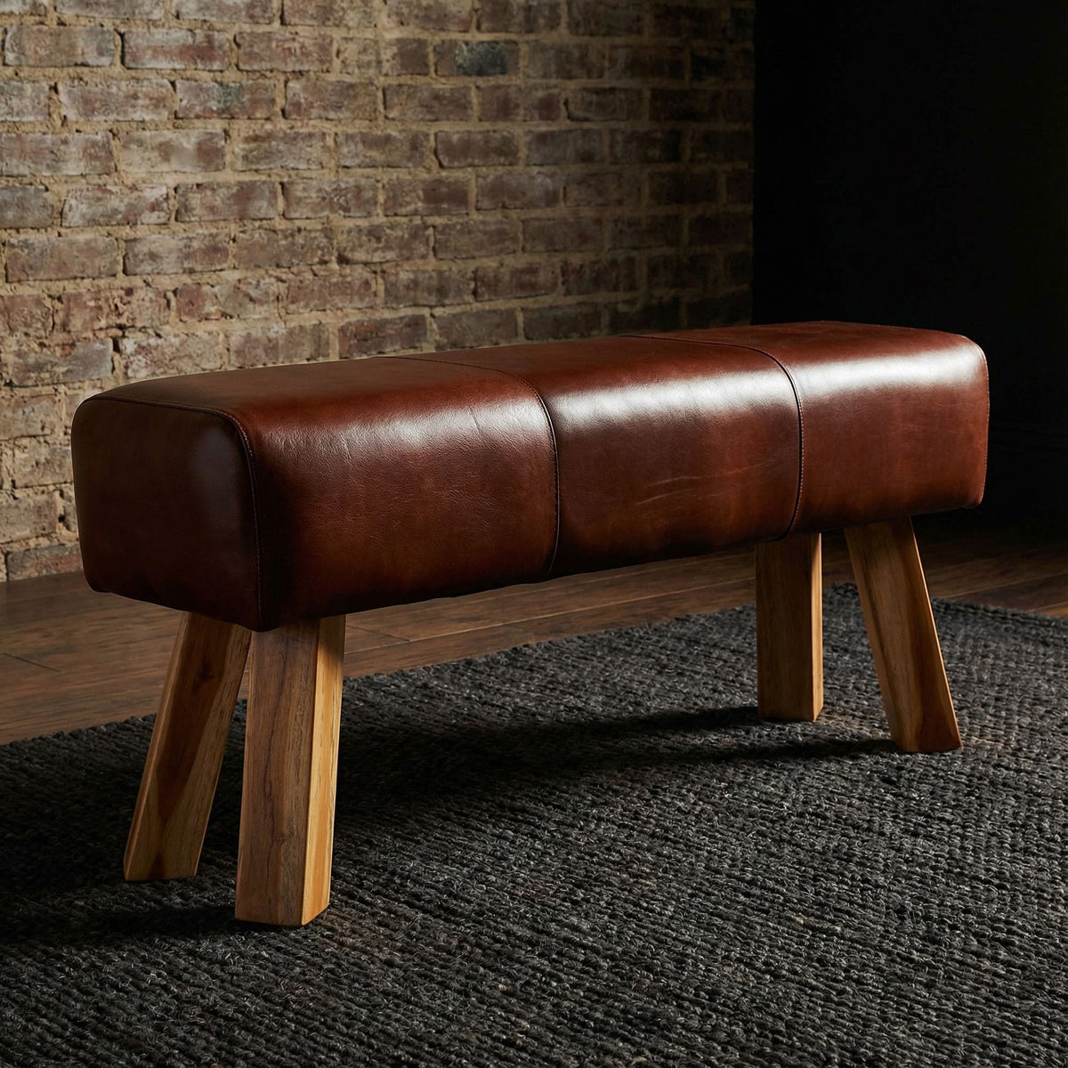 Bare Decor Lika Bench Ottoman Genuine 100% Leather, Brown
