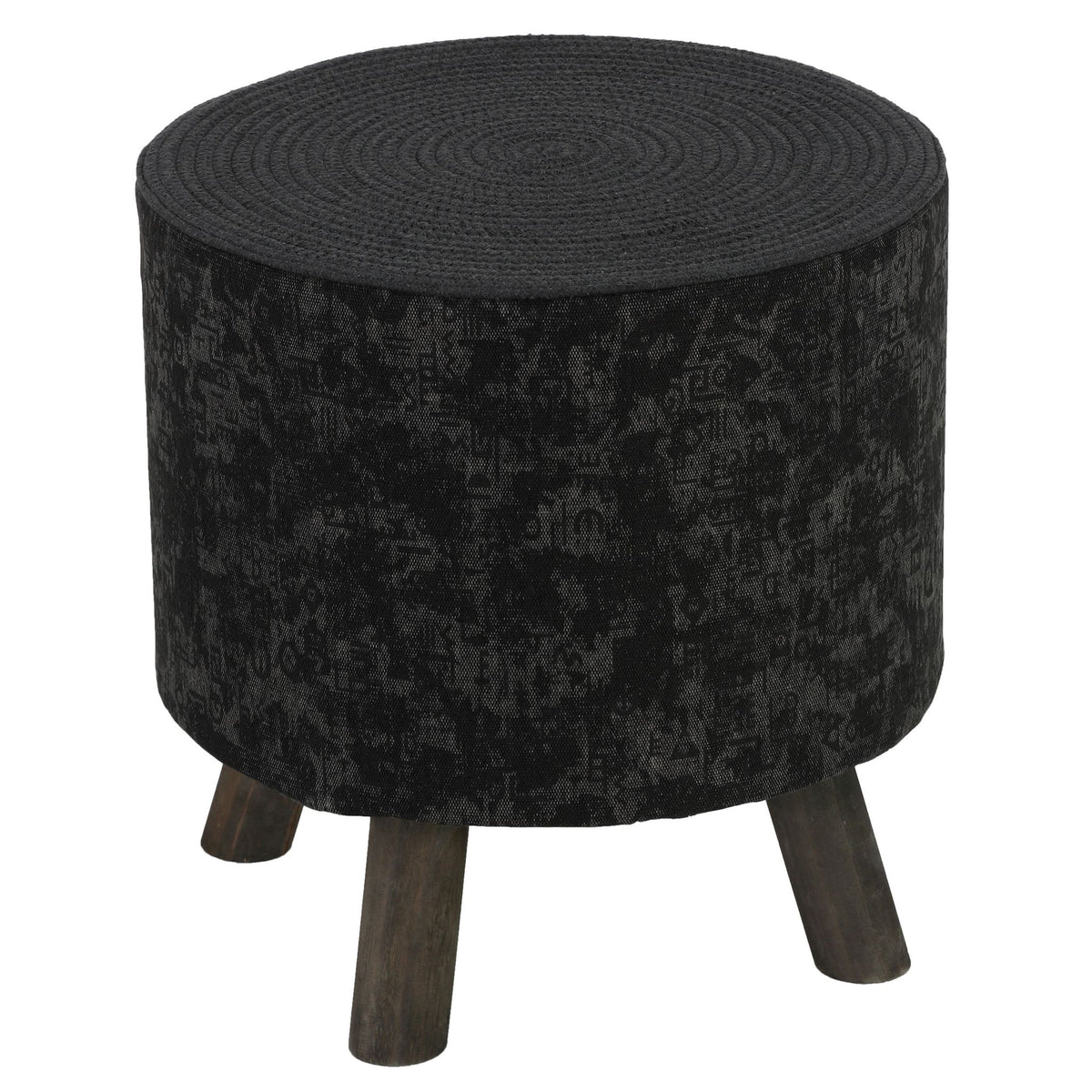 Cortesi Home Oakdale Ottoman Stool with Removable Cotton Cover, Dark Grey