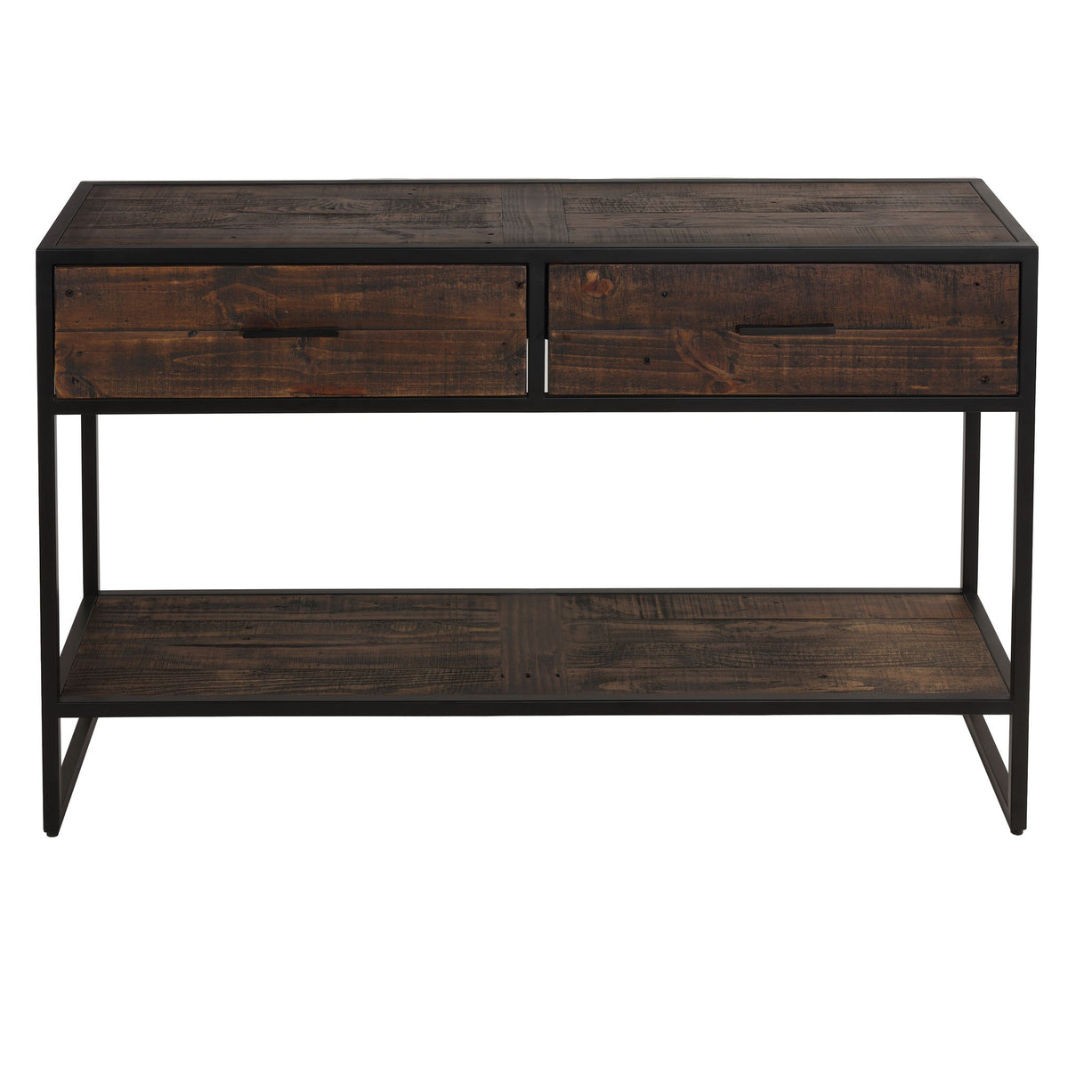 Cortesi Home Knoll Console Table with 2 Drawers, Solid Wood and Metal