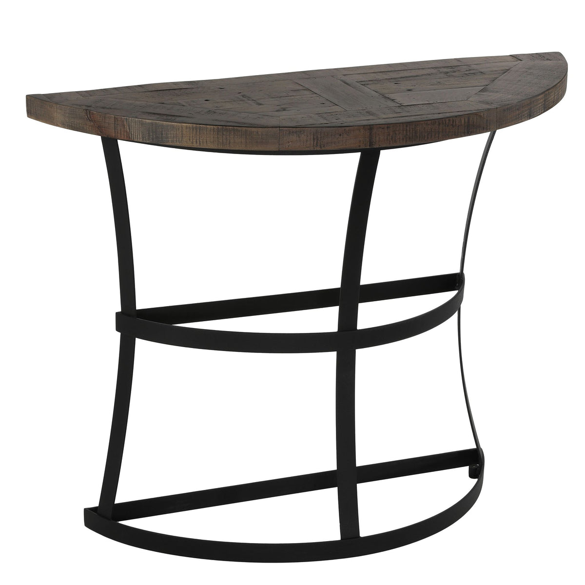 Cortesi Home Newcastle Console Table, Solid Reclaimed Wood and Black Metal