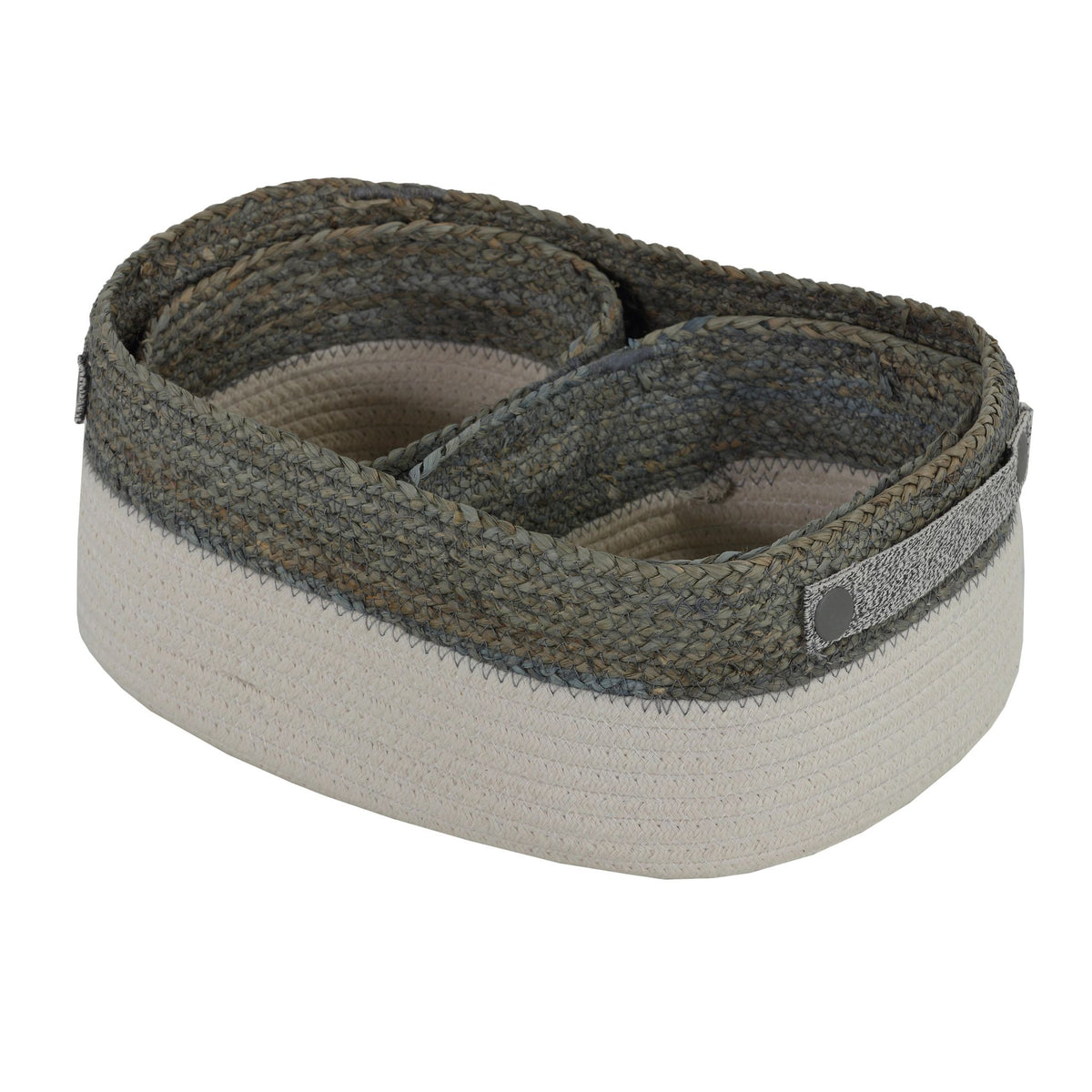Cortesi Home Grace 3-Piece Cotton Rope Storage Basket Set, White and Gray