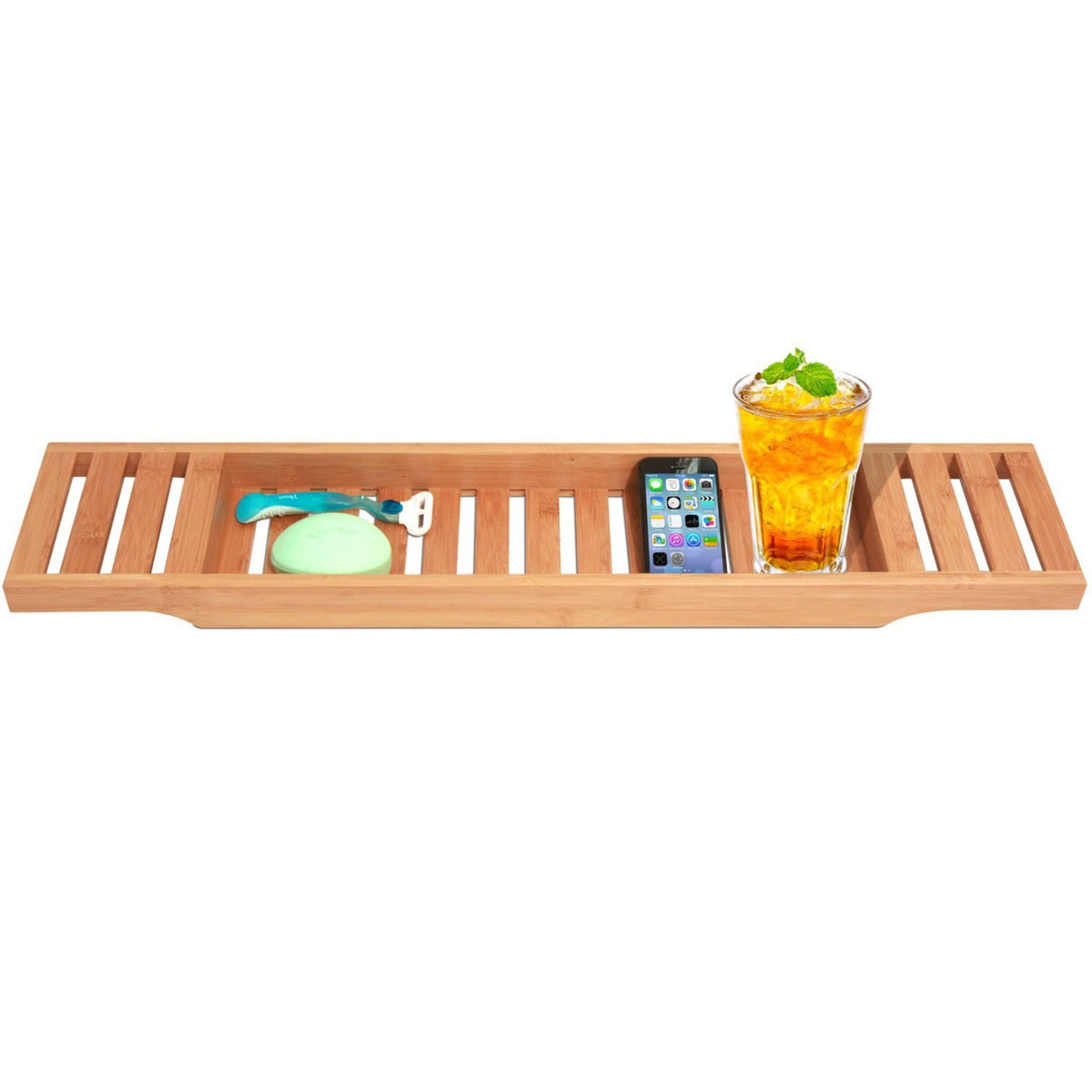 Cortesi Home Sophia Natural Bamboo Bathtub Caddy, 27.5 in Wide