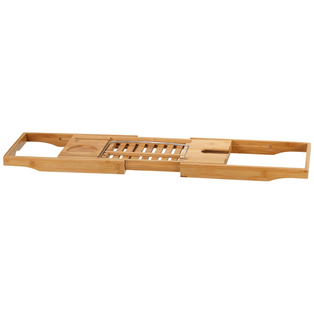 Cortesi Home Evelyn Natural Bamboo Bathtub Caddy With Extending Sides, 27.5" Wide