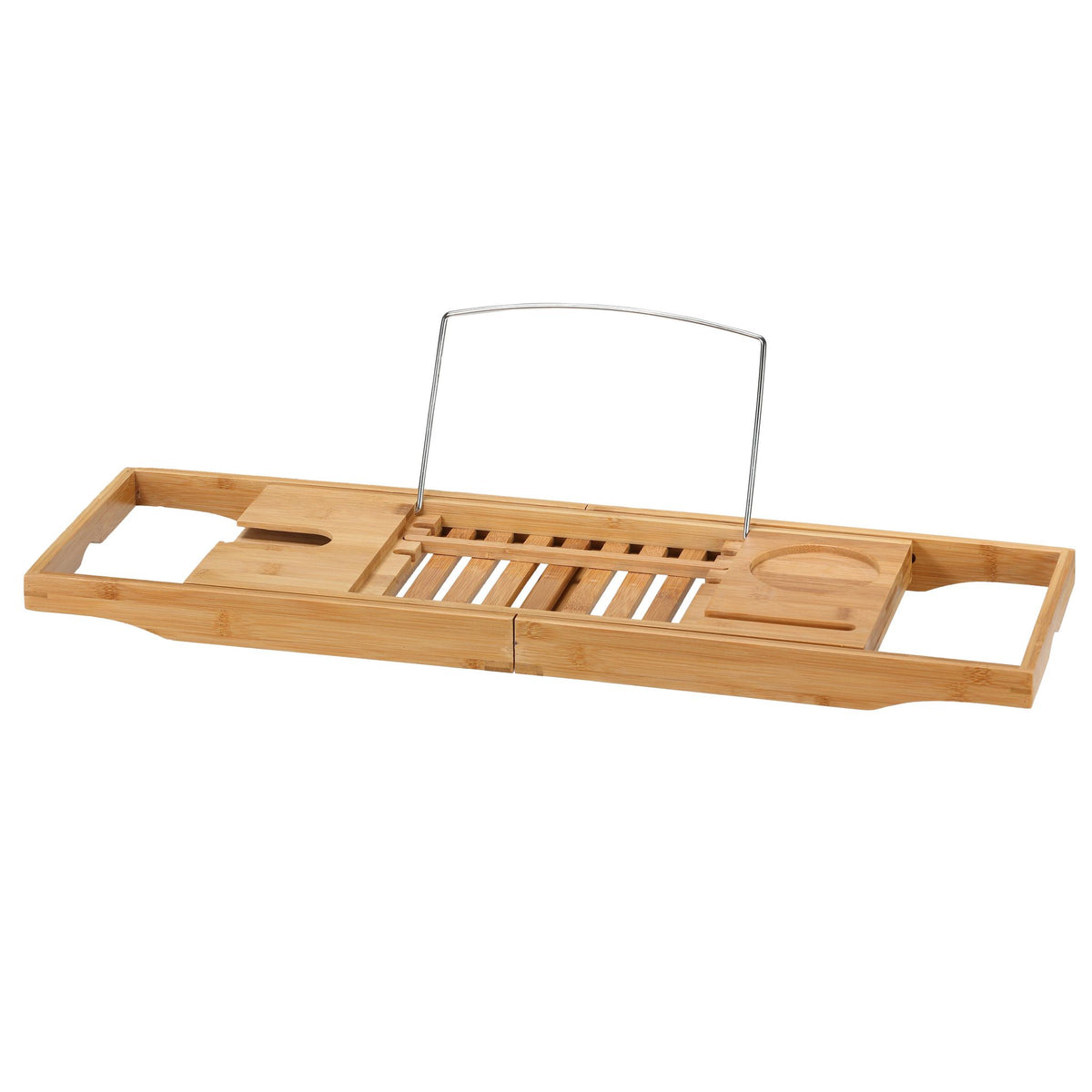 Cortesi Home Evelyn Natural Bamboo Bathtub Caddy With Extending Sides, 27.5" Wide