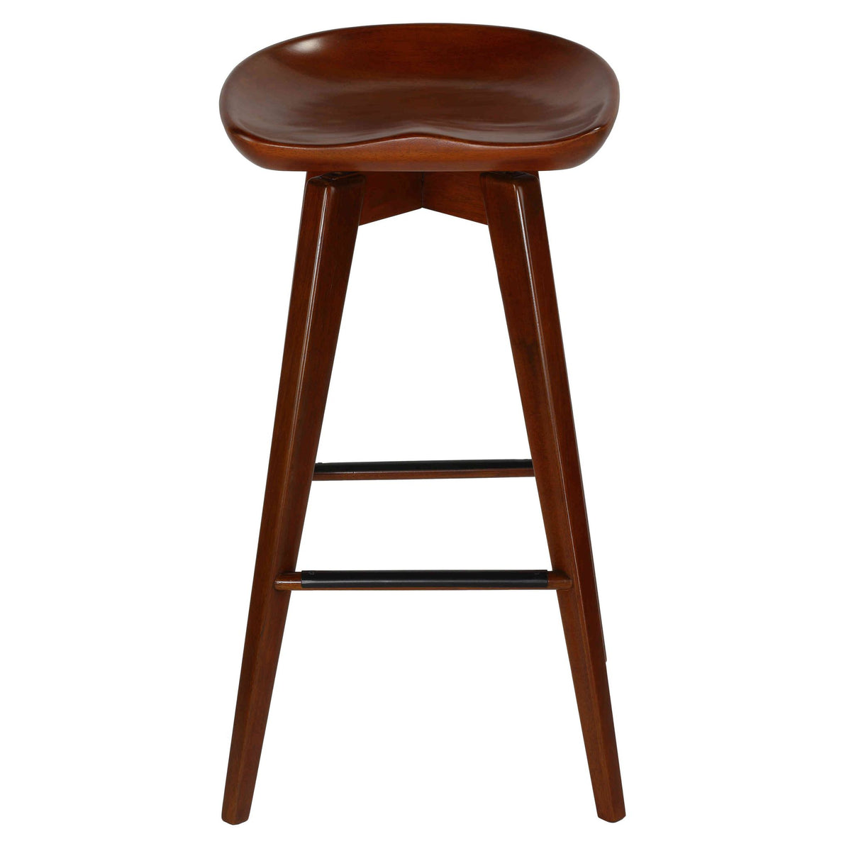 Cortesi Home Tiwi Backless Swivel Barstool in Solid Wood, 29&quot; Walnut