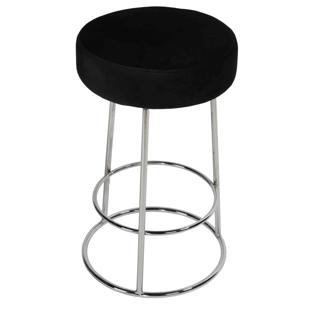Cortesi Home Bodiam Counterstool in Black Velvet, with Chrome, 24&quot;